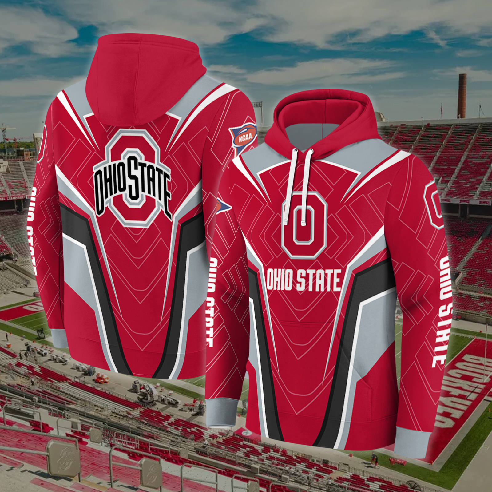 Ohio State Energetic Vibes Red Hoodie