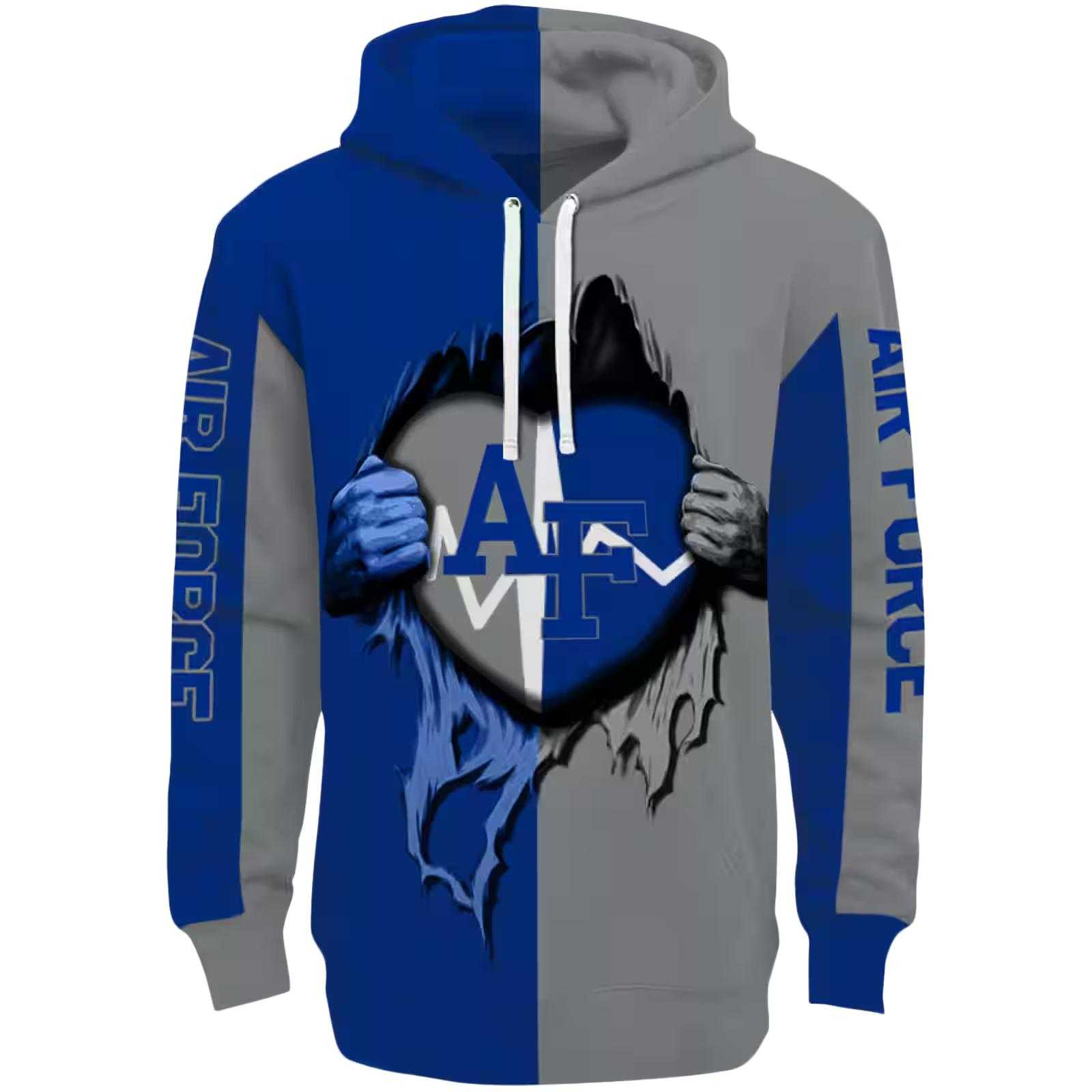 Air Force Falcons Heartbeat Graphic Blue Hoodie