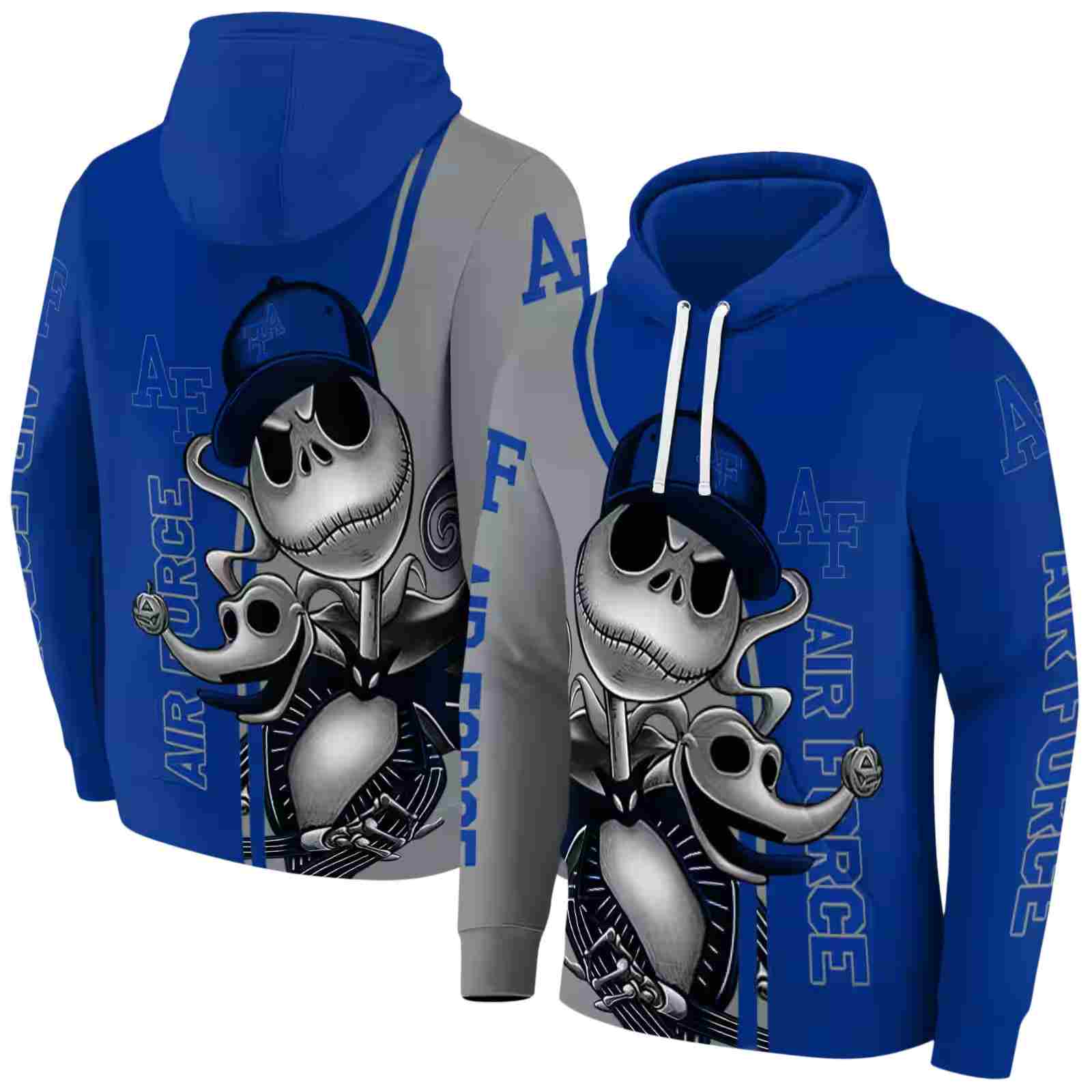 air force falcons jack skellington blue hoodie fashion forward