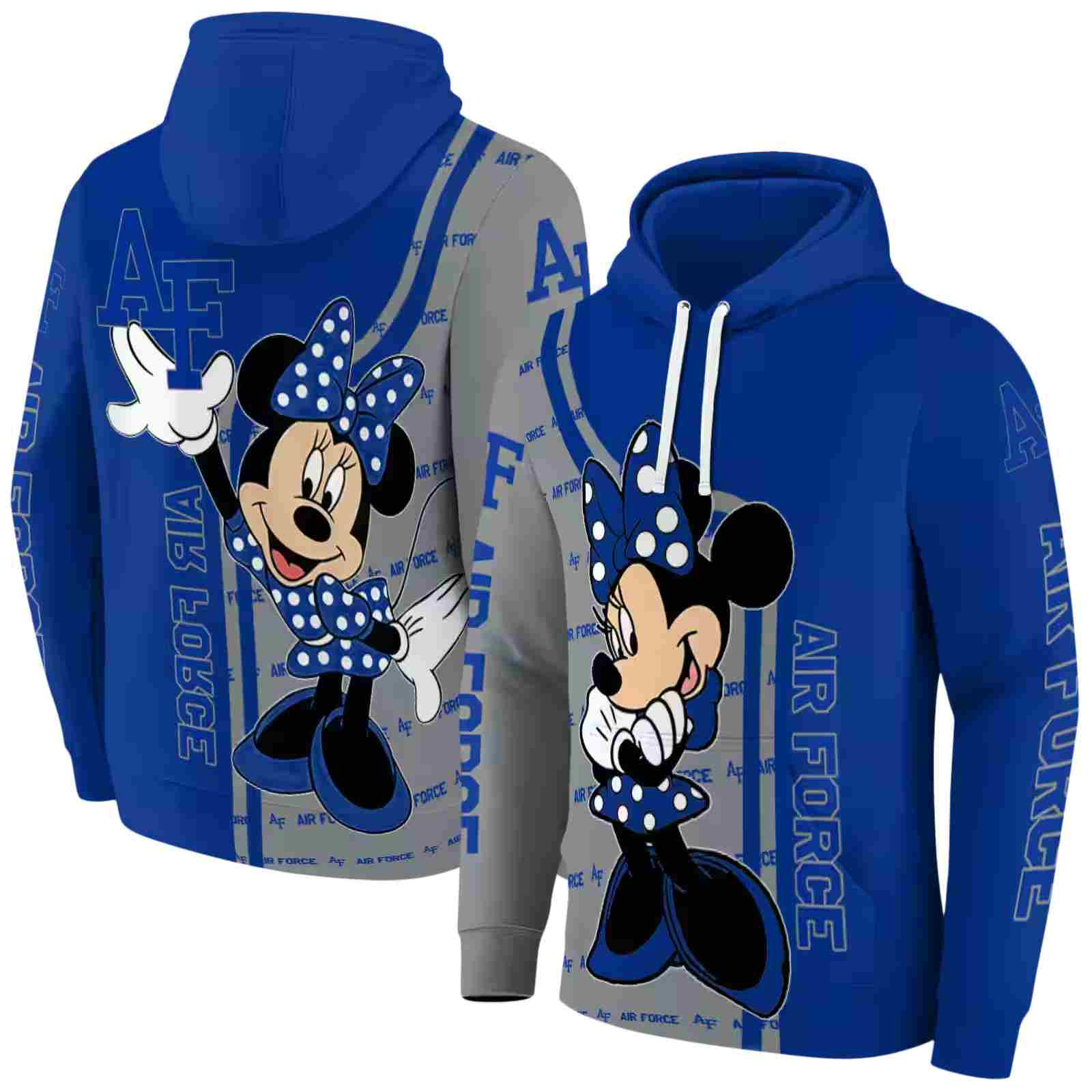 air force falcons minnie mouse blue hoodie fashion forward