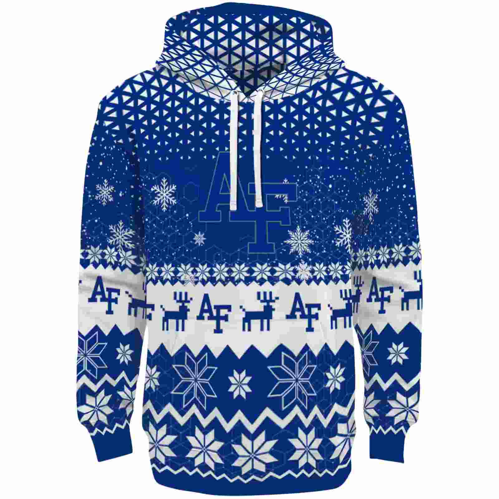 Air Force Falcons Reindeer Motif Blue Hoodie