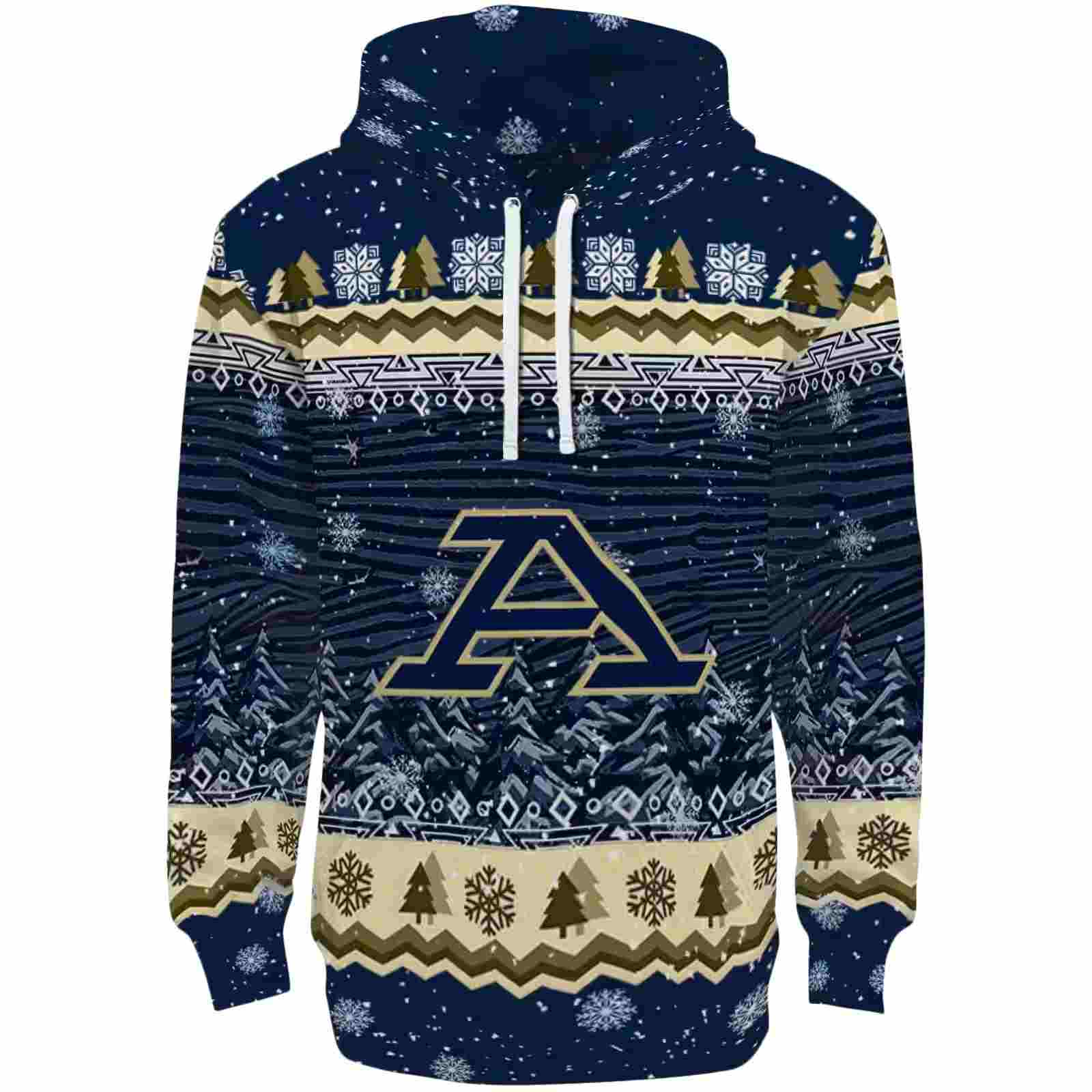 Akron Zips Christmas Trees Blue Hoodie