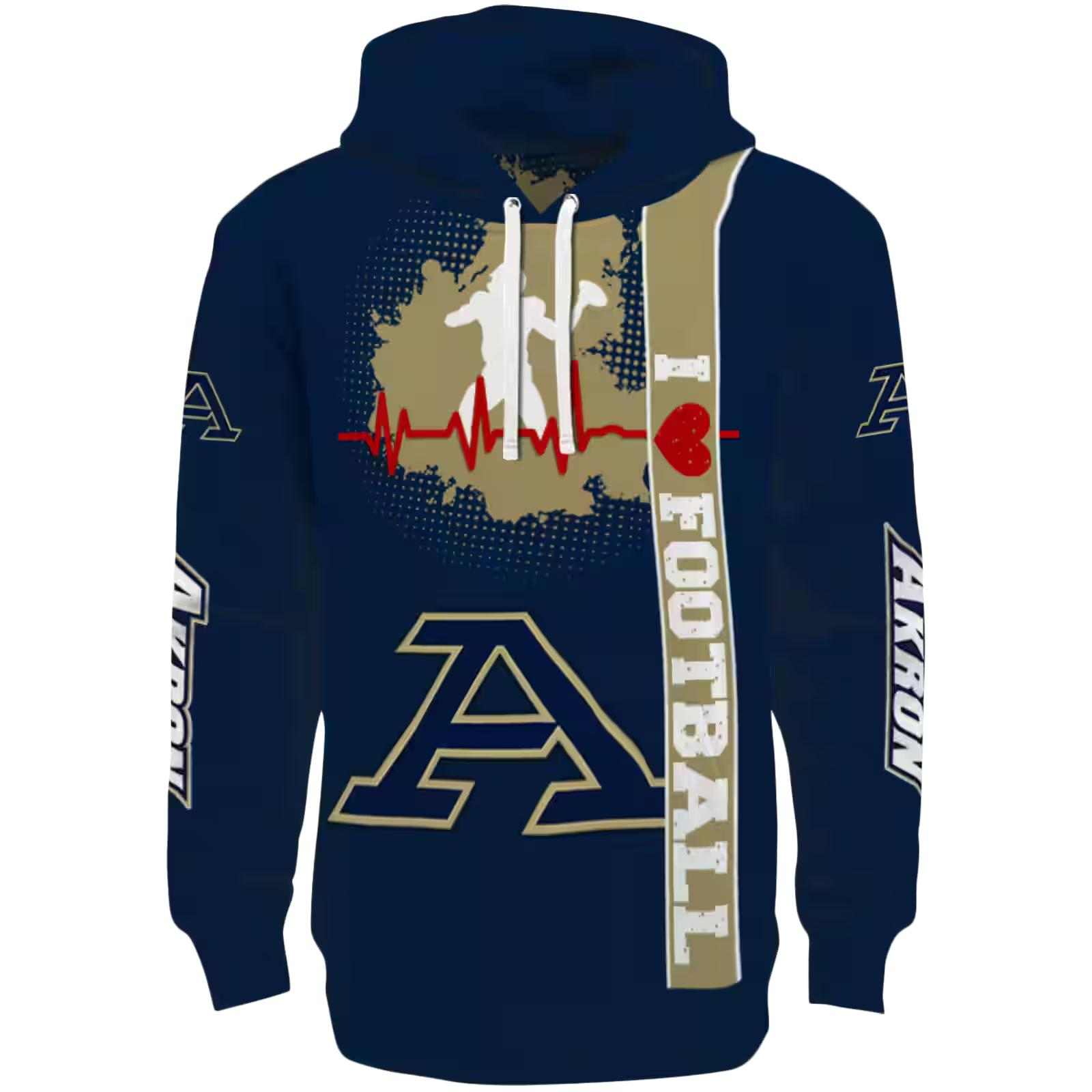 Akron Zips Football Heartbeat Blue Hoodie