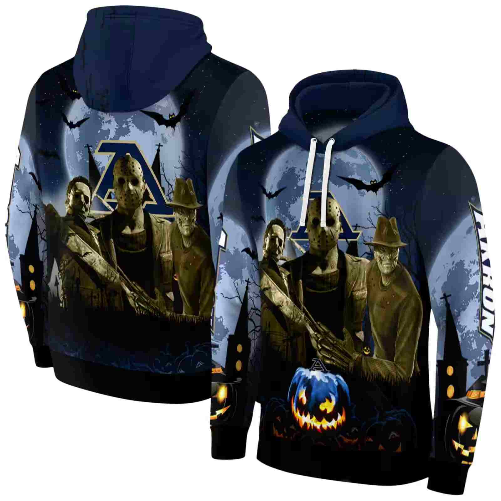 akron zips halloween vibes blue black hoodie fashion forward