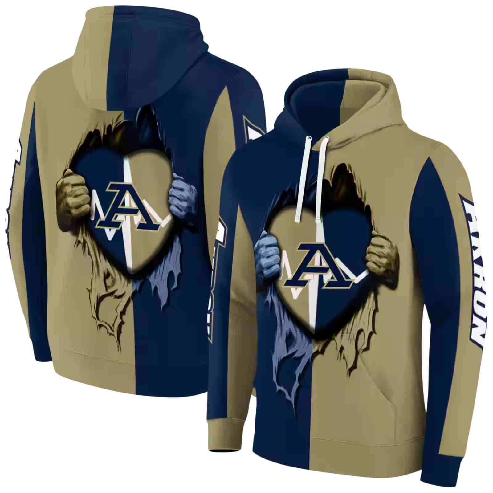 akron zips heartbeat graphic blue hoodie fashion forward