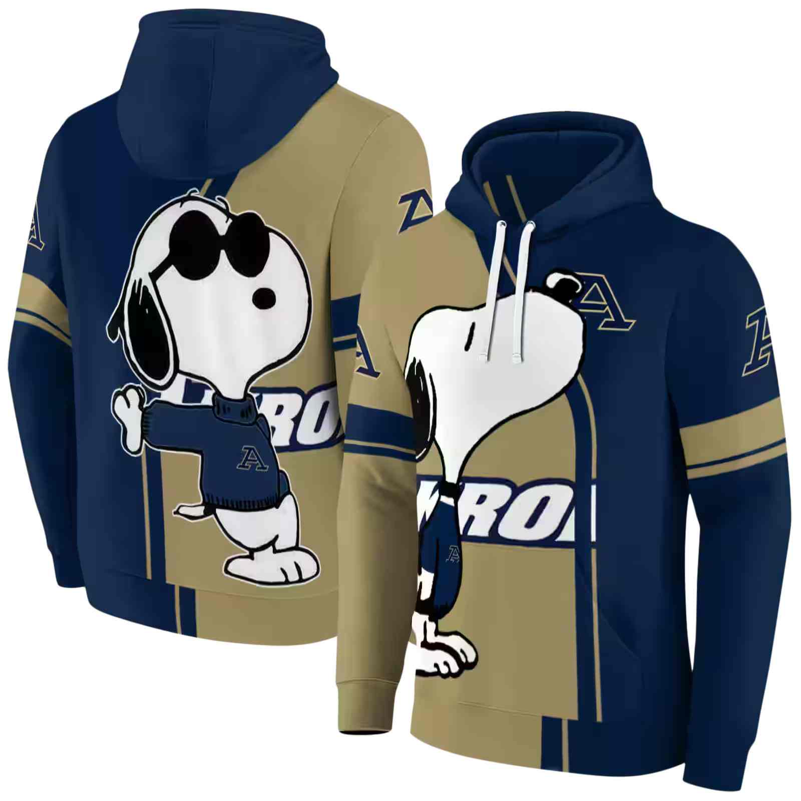 akron zips playful snoopy blue hoodie fashion forward