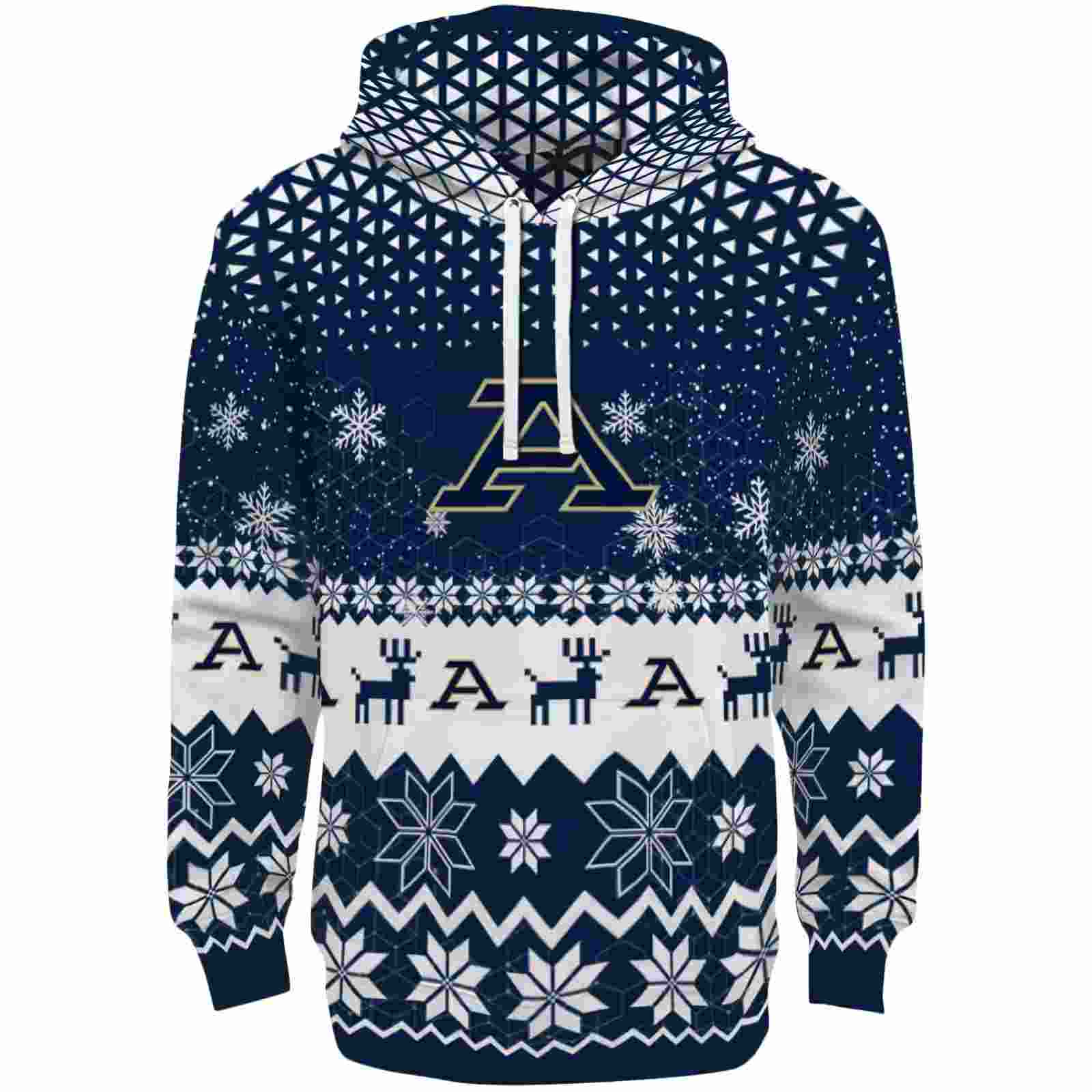 Akron Zips Reindeer Motif Blue Hoodie