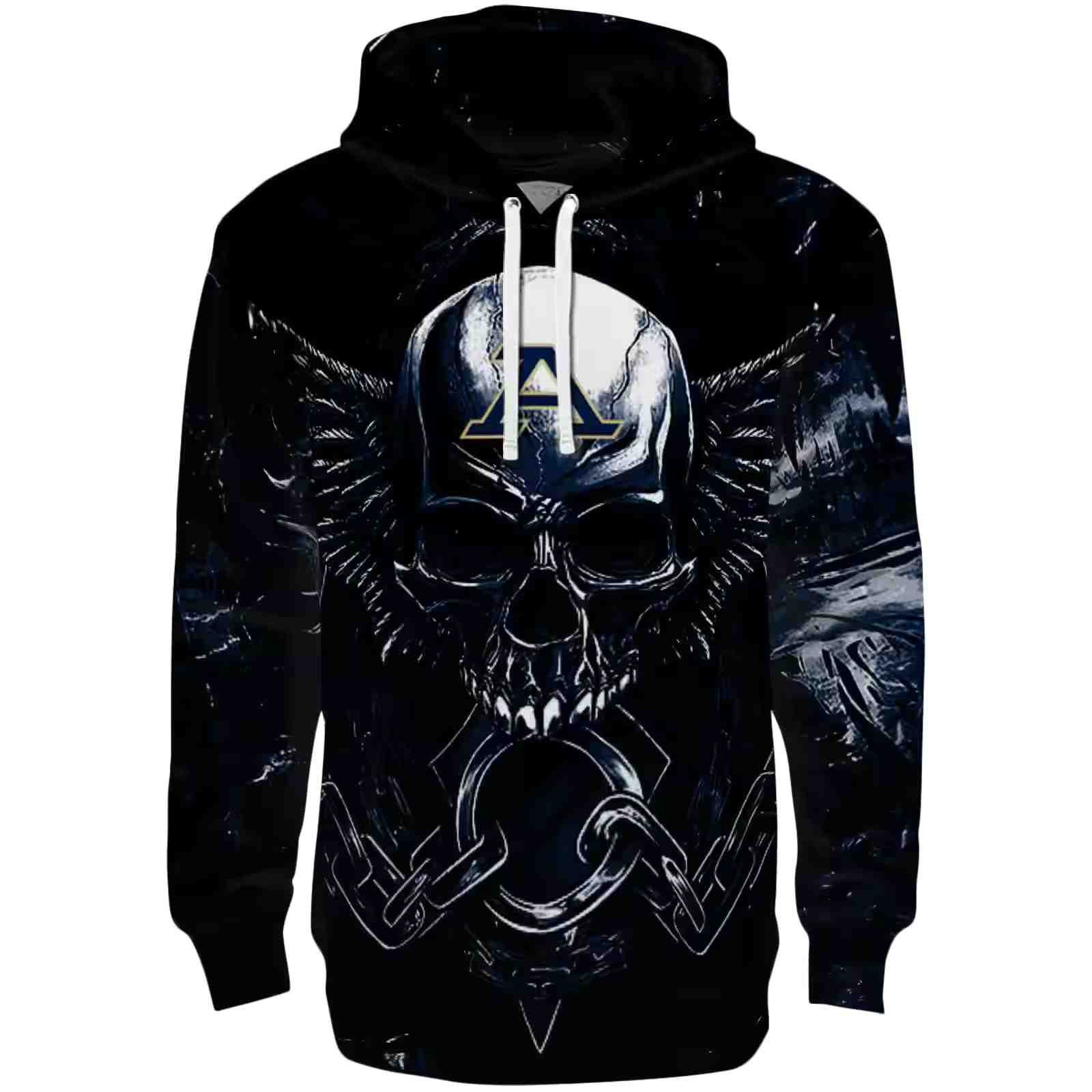 Akron Zips Skull Artwork Blue Black Hoodie