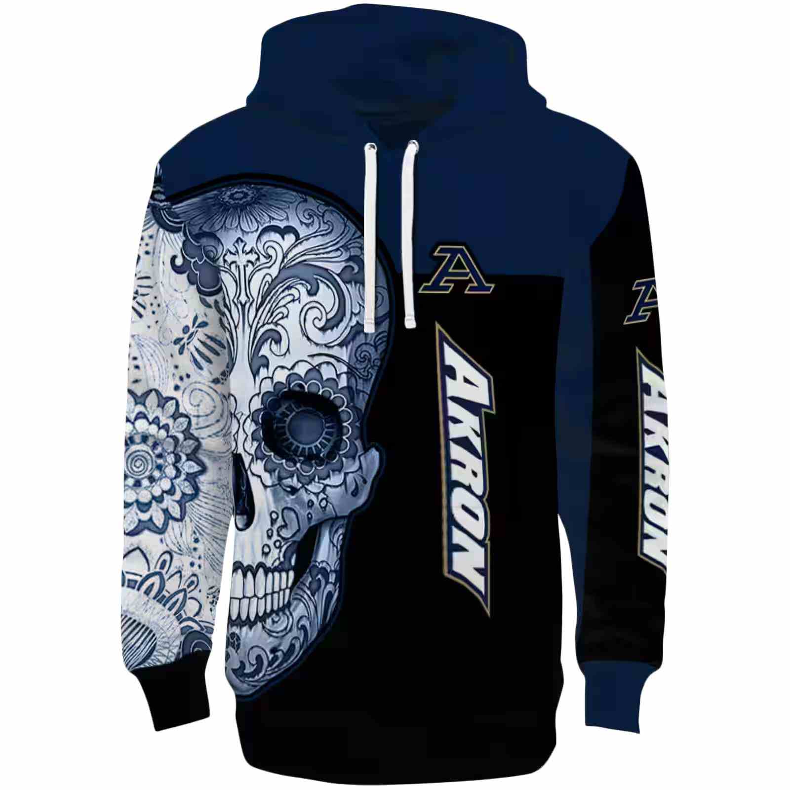 Akron Zips Sugar Skull Blue Black Hoodie