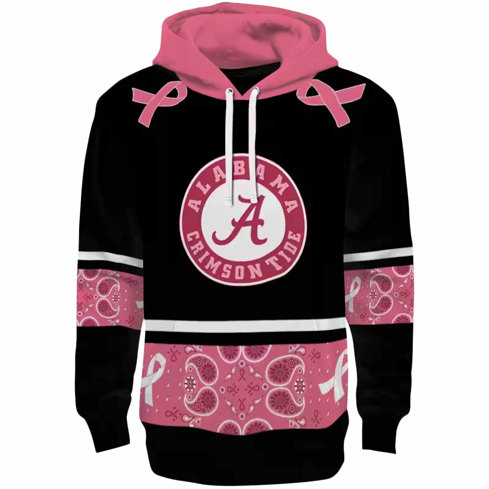 Alabama Crimson Tide Awareness Ribbon Black Pink Hoodie