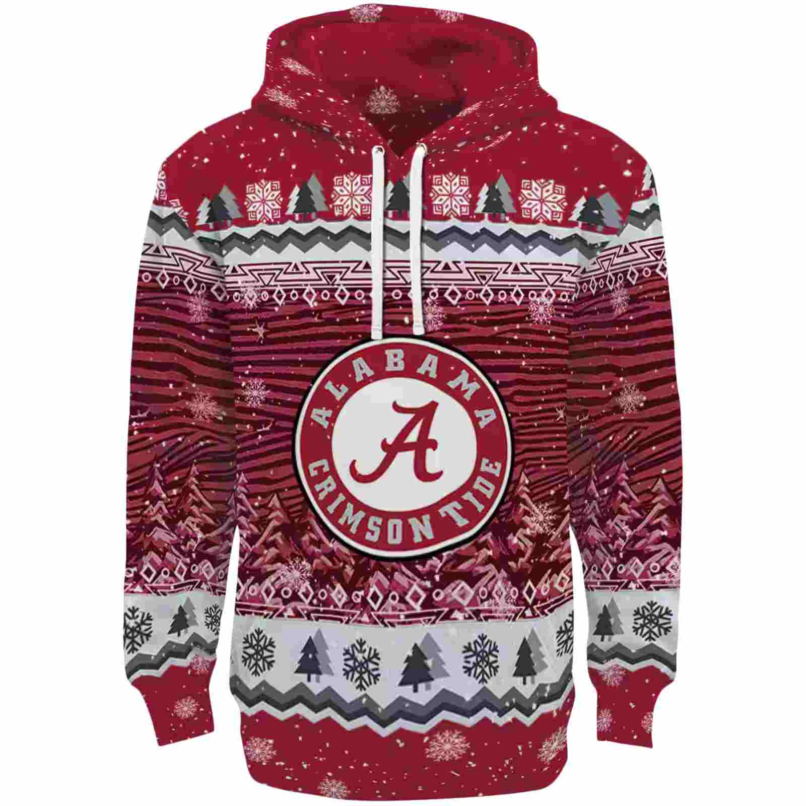 Alabama Crimson Tide Christmas Trees Crimson Hoodie