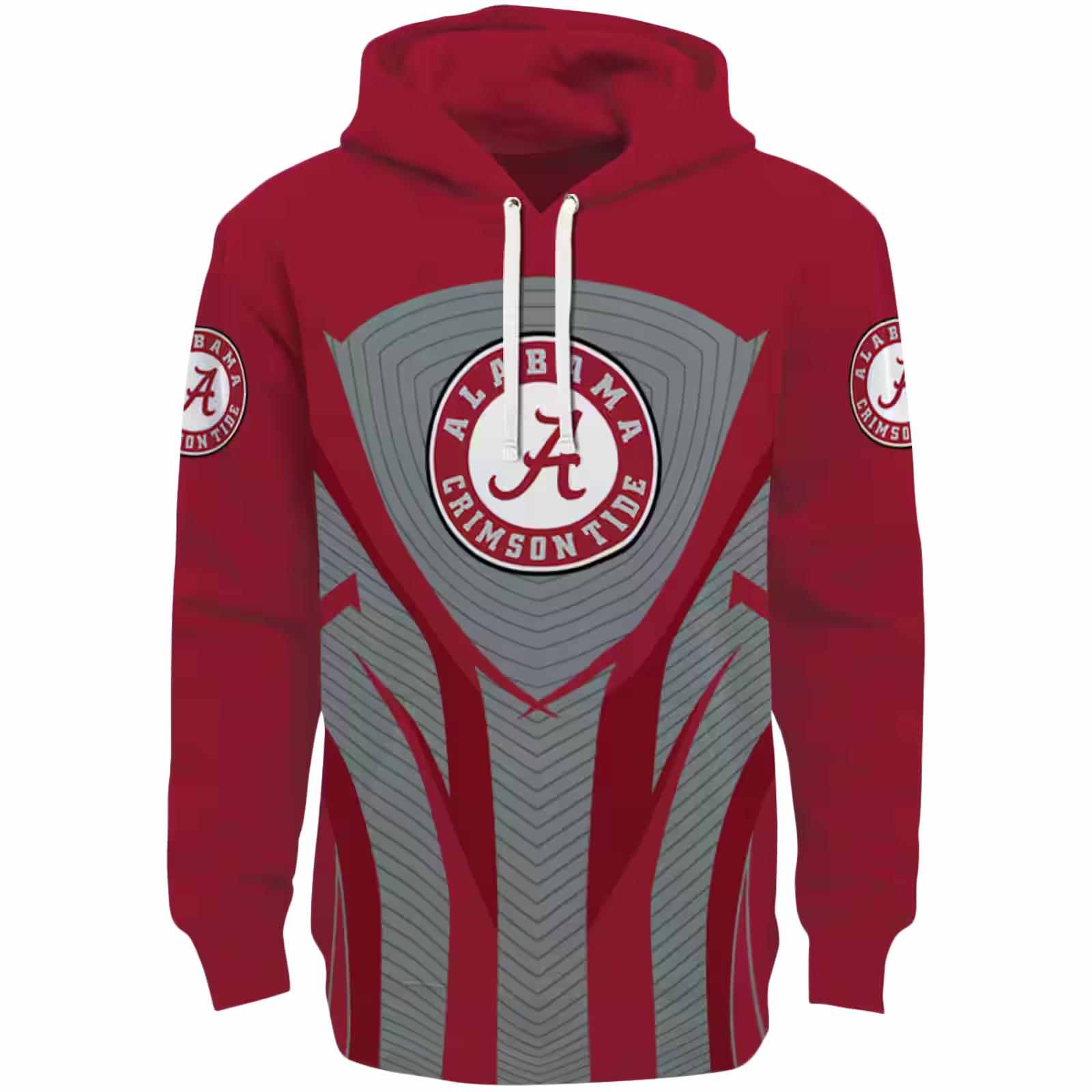 Alabama Crimson Tide Concentric Lines Crimson Black Hoodie