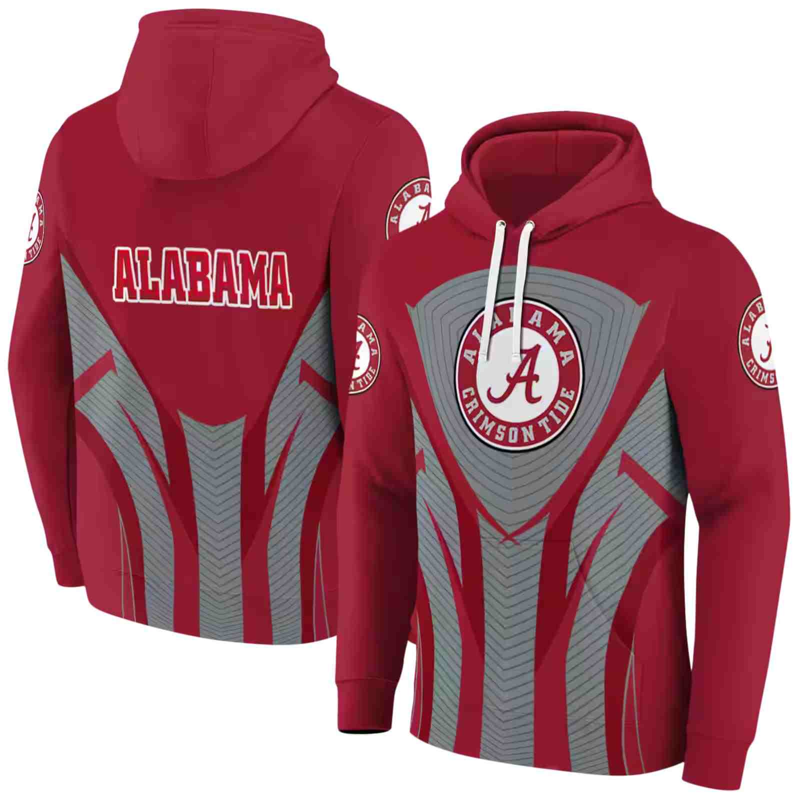 alabama crimson tide concentric lines crimson black hoodie fashion forward