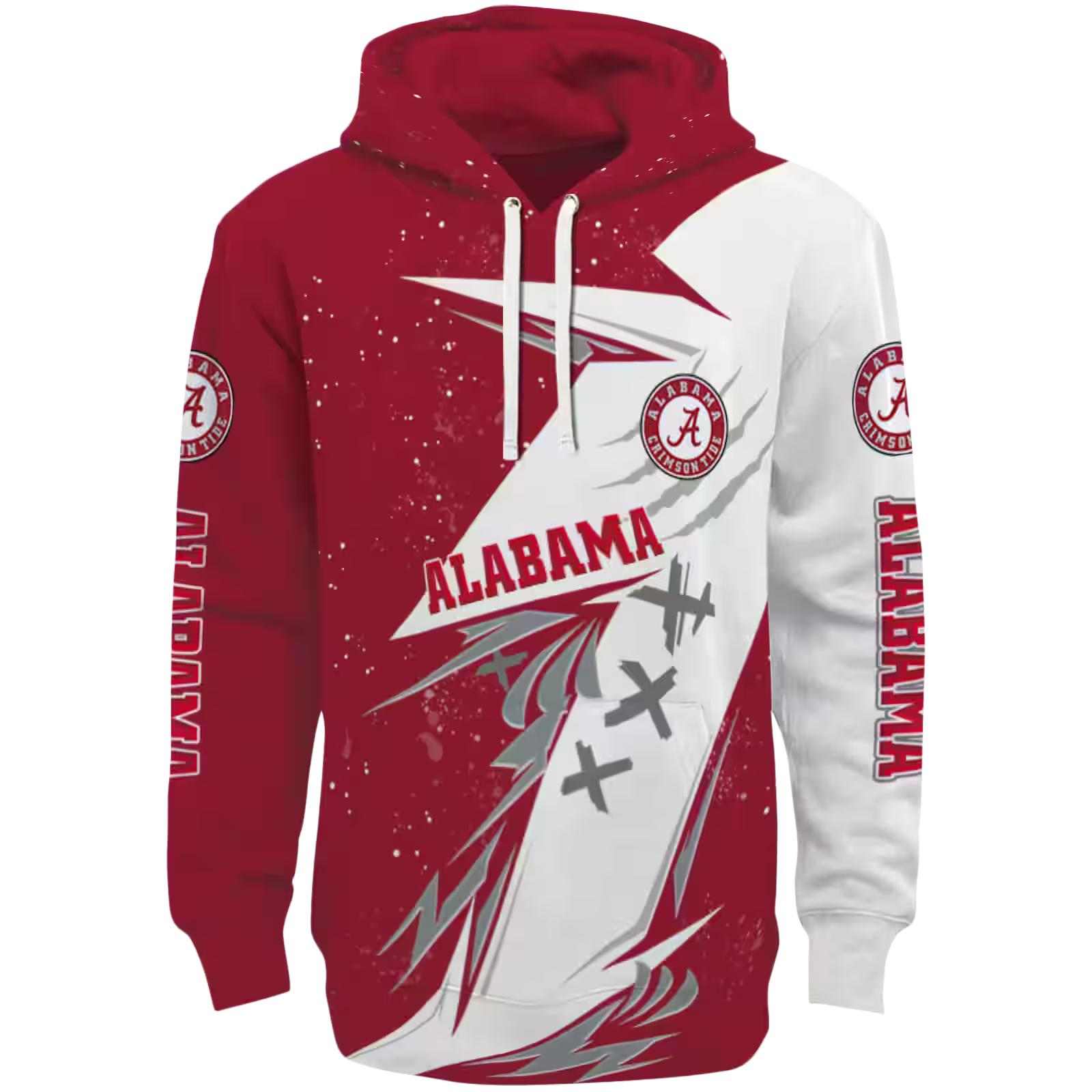 Alabama Crimson Tide Dynamic Slash Crimson White Hoodie