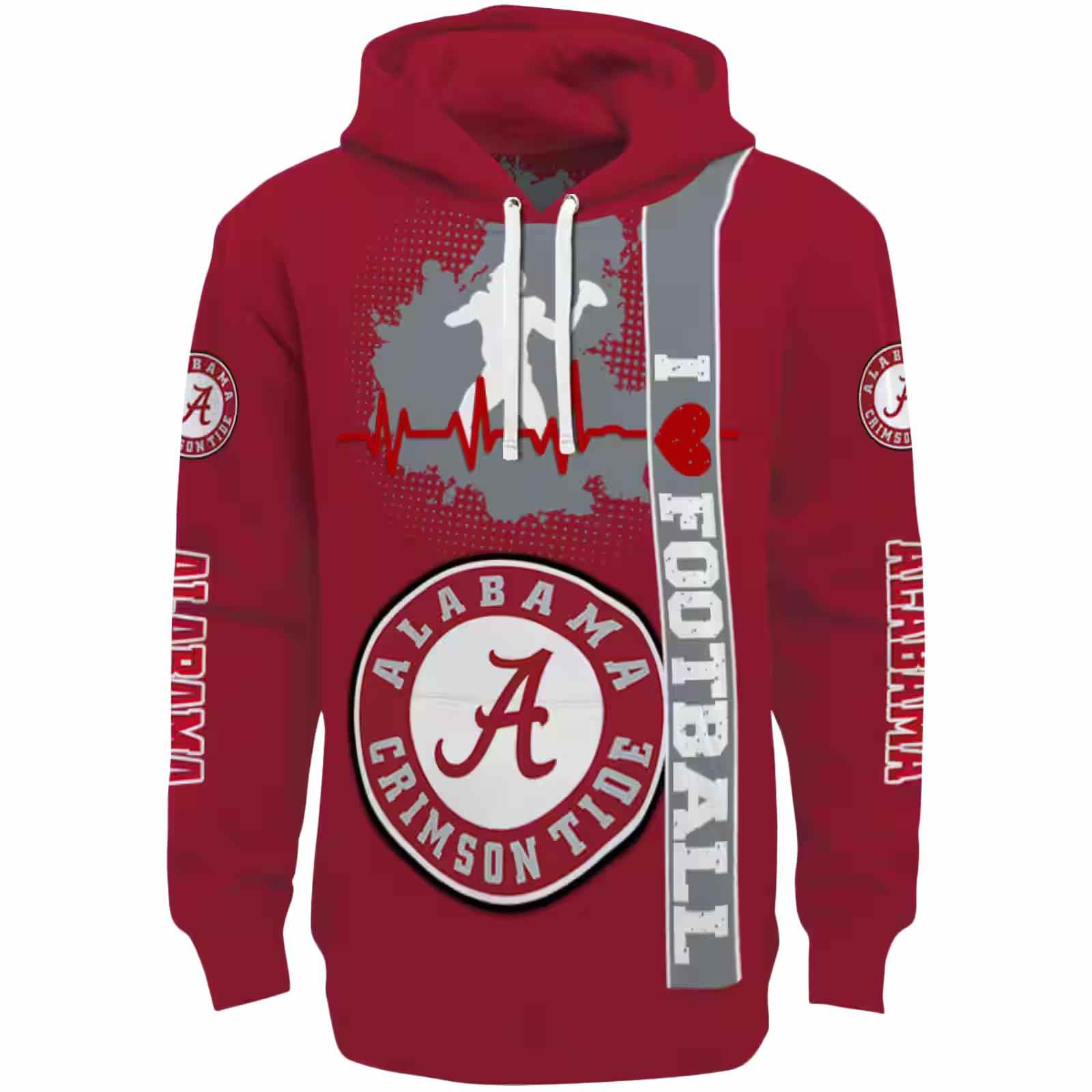 Alabama Crimson Tide Football Heartbeat Crimson Hoodie