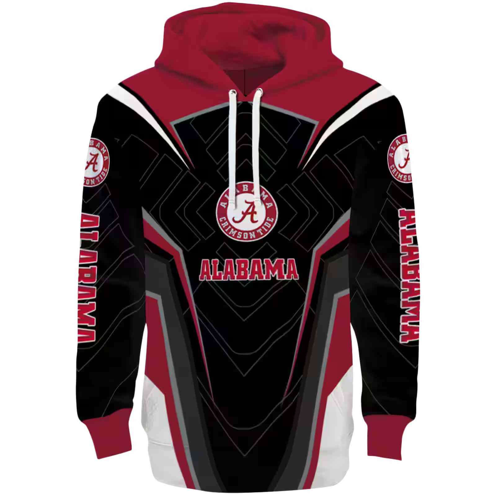 Alabama Crimson Tide Futuristic Pattern Crimson Black Hoodie