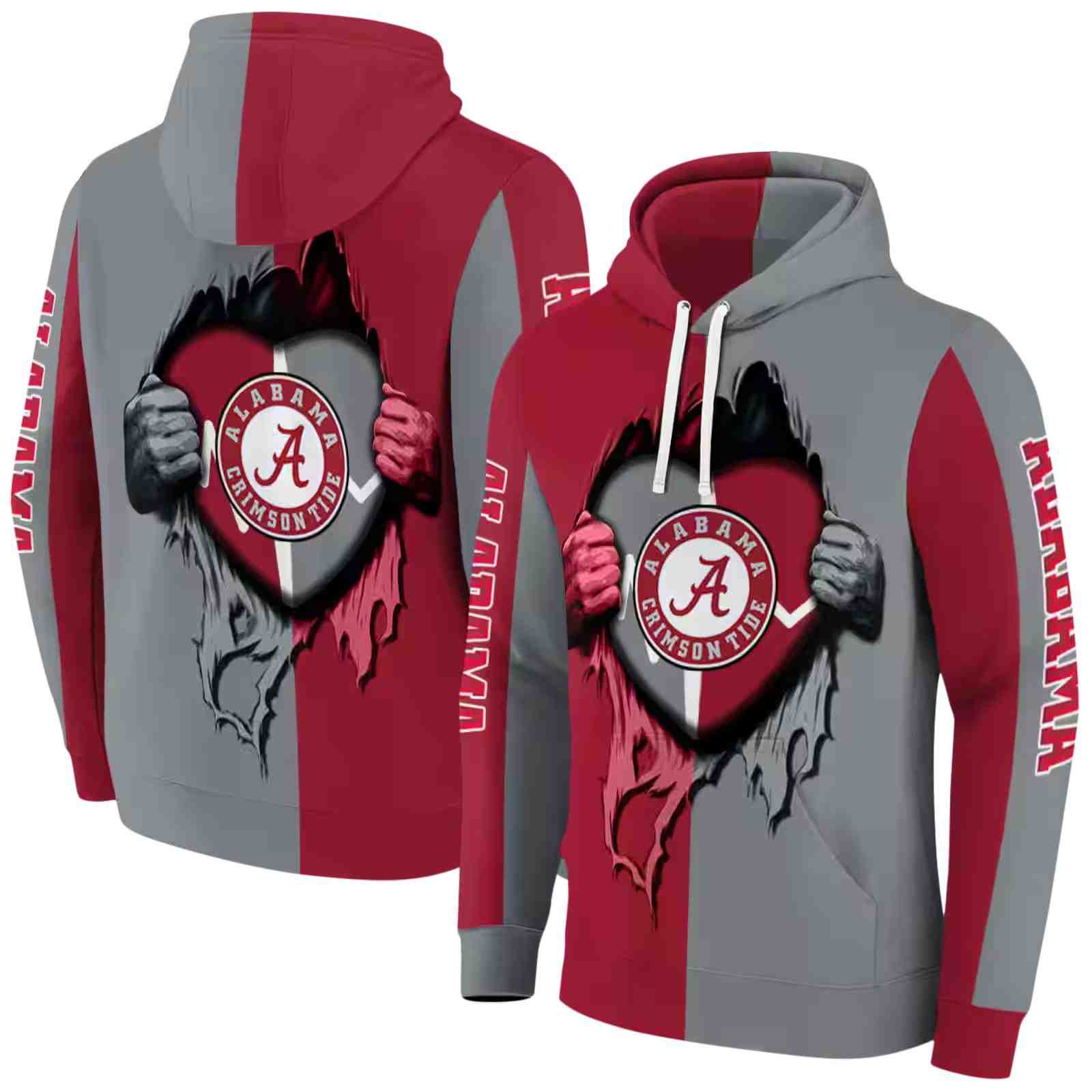 alabama crimson tide heartbeat graphic crimson hoodie fashion forward