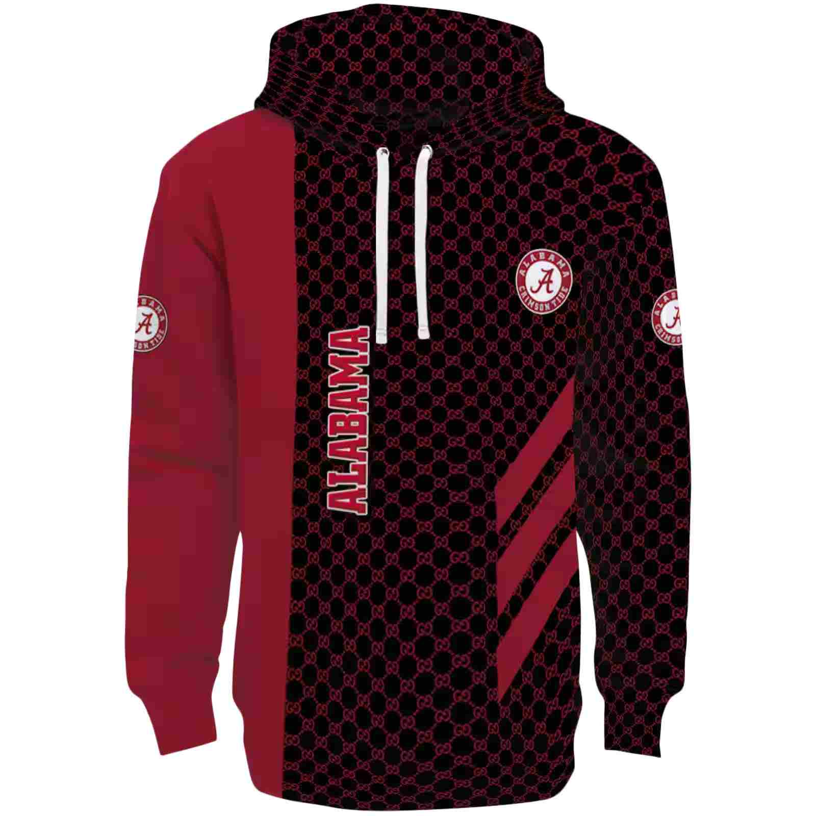 Alabama Crimson Tide Monogram Pattern Crimson Hoodie