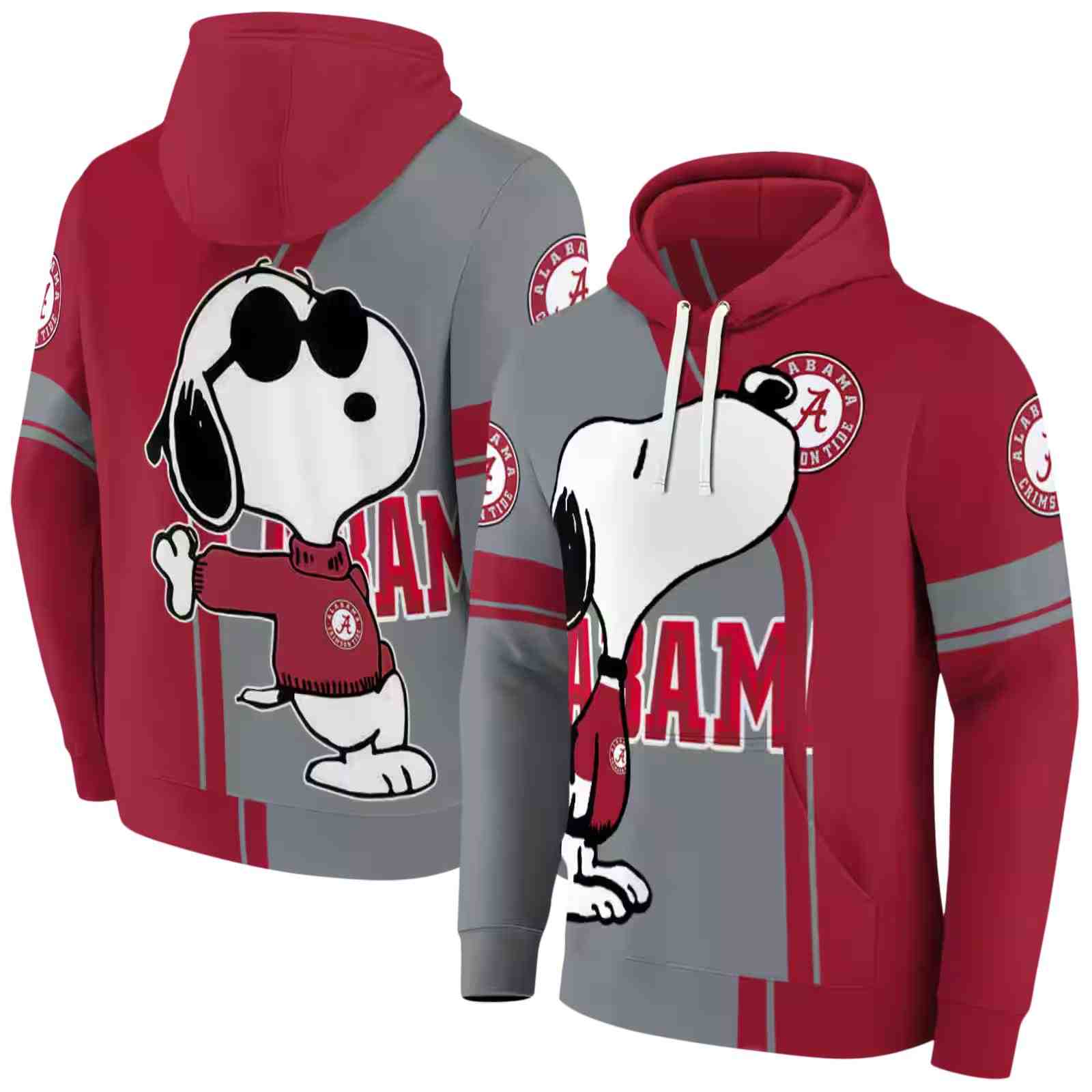 alabama crimson tide playful snoopy crimson hoodie fashion forward