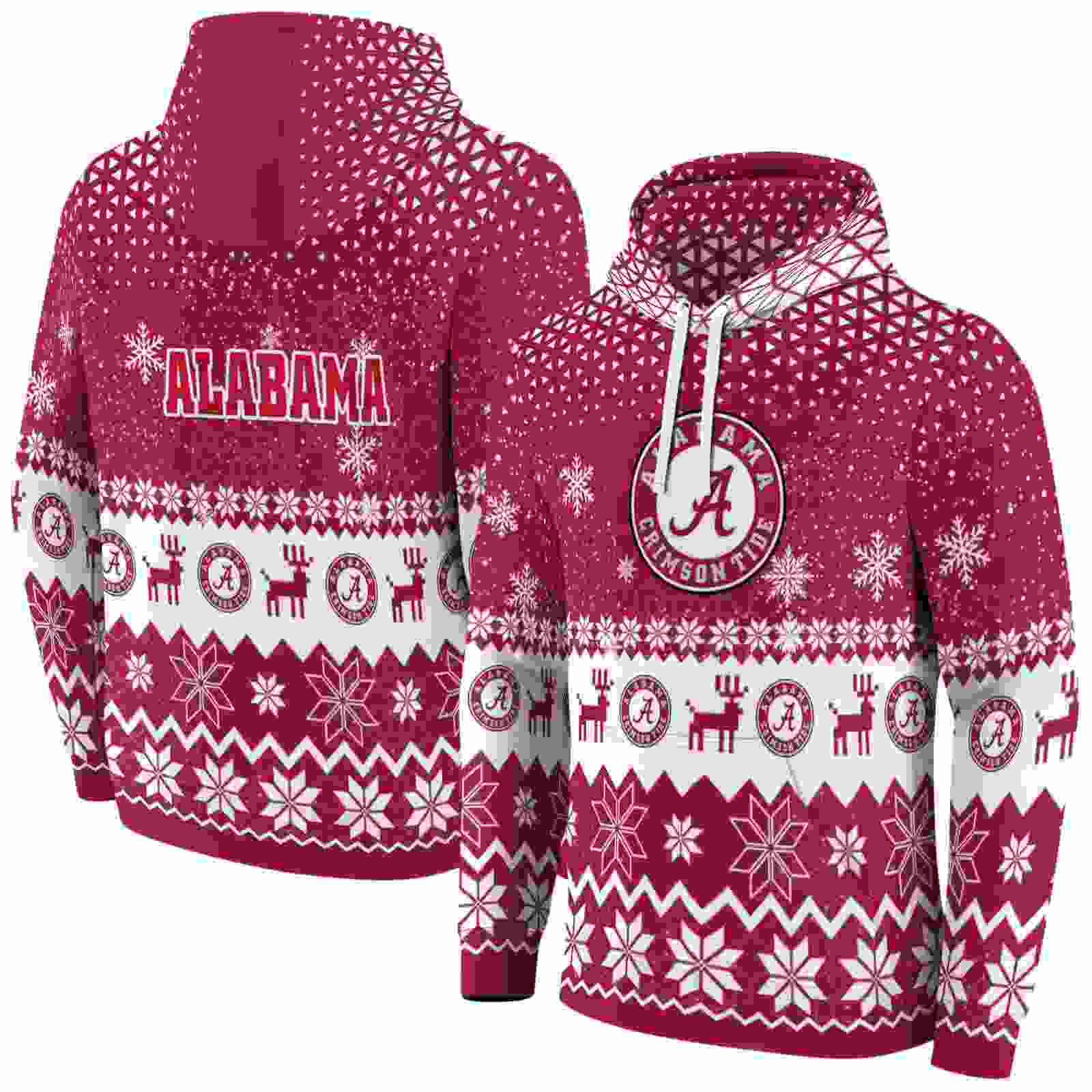 alabama crimson tide reindeer motif crimson hoodie fashion forward