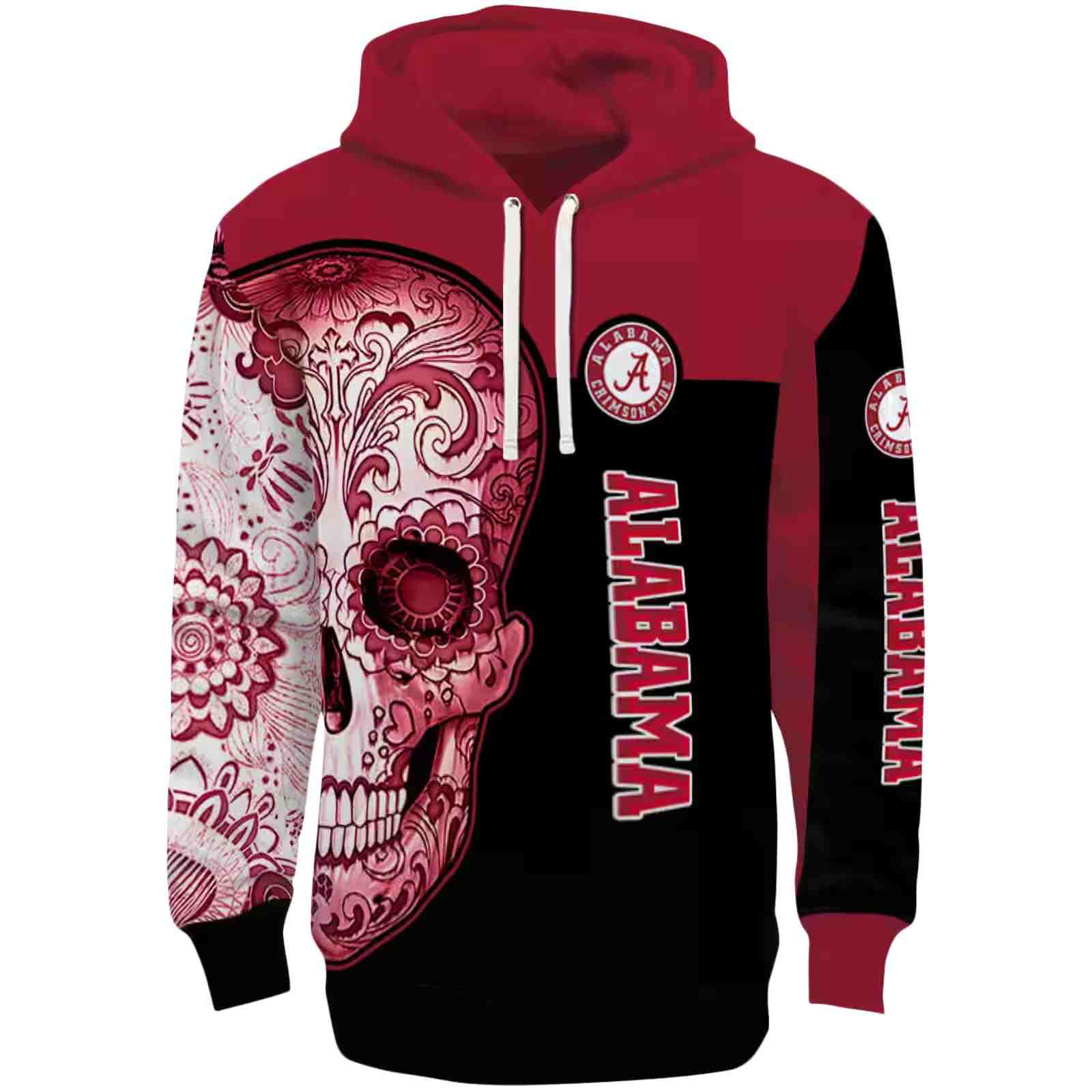 Alabama Crimson Tide Sugar Skull Crimson Black Hoodie