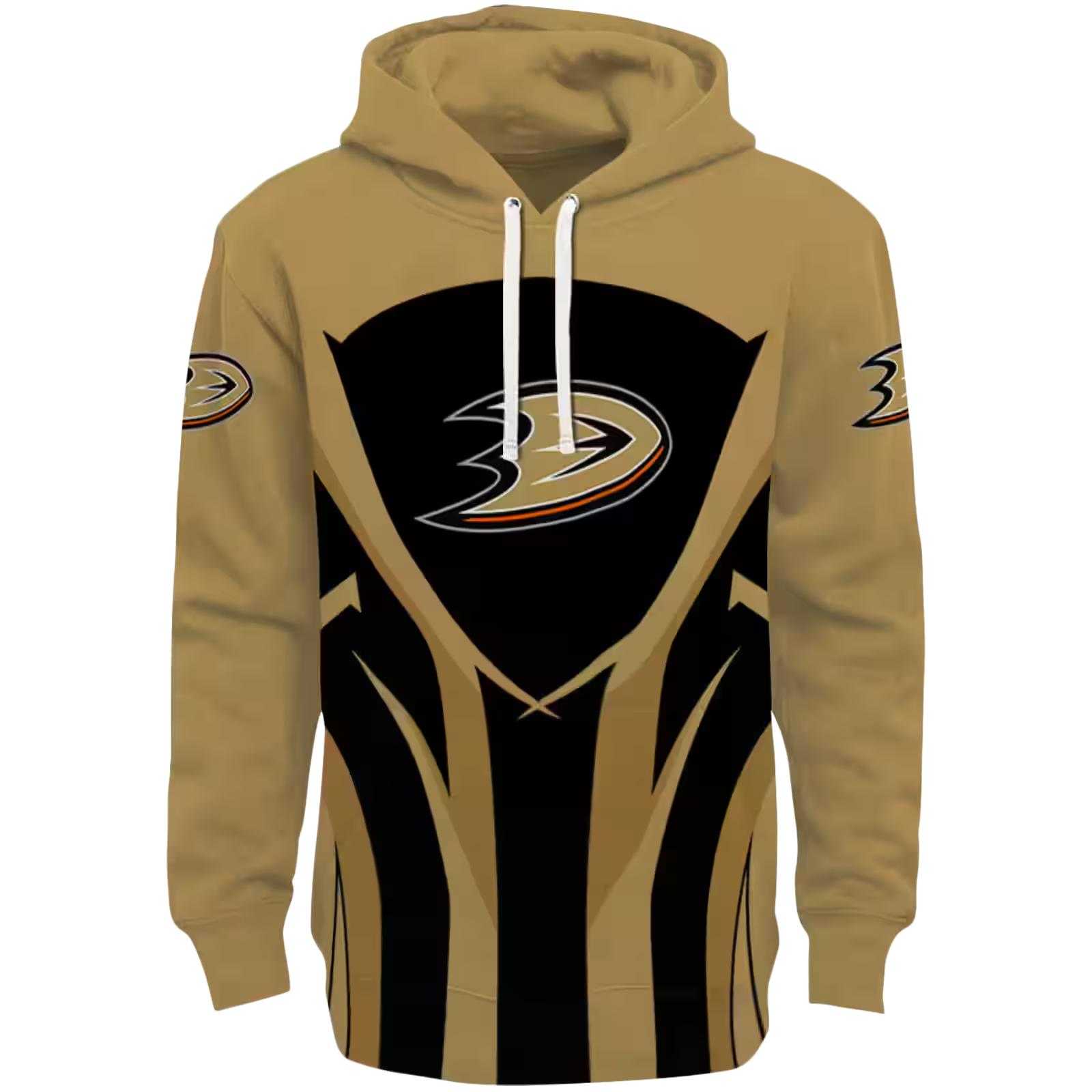 Anaheim Ducks Concentric Lines Gold Black Hoodie