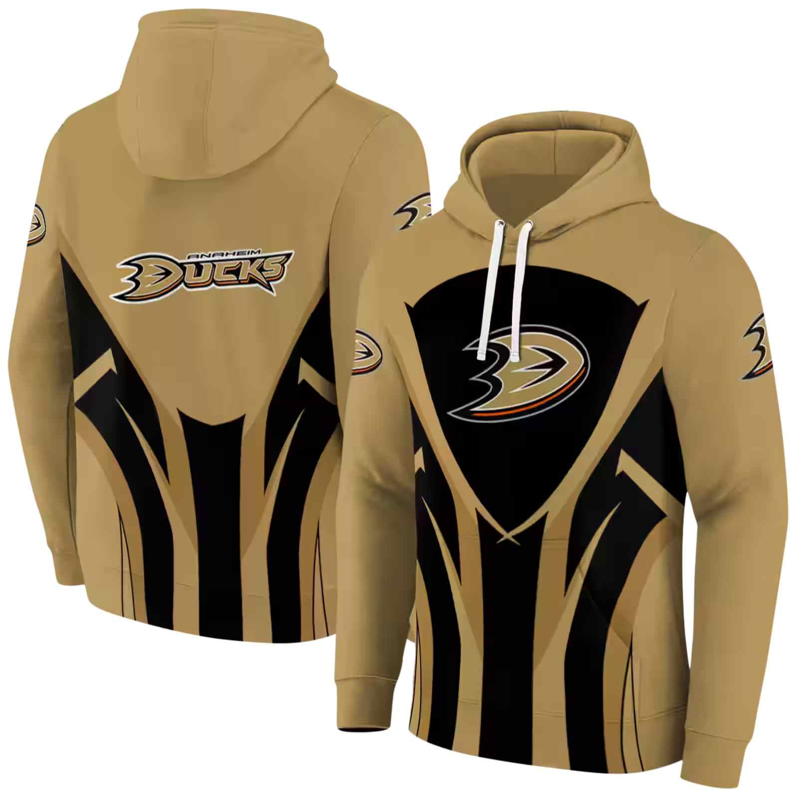 anaheim ducks concentric lines gold black hoodie fashion forward