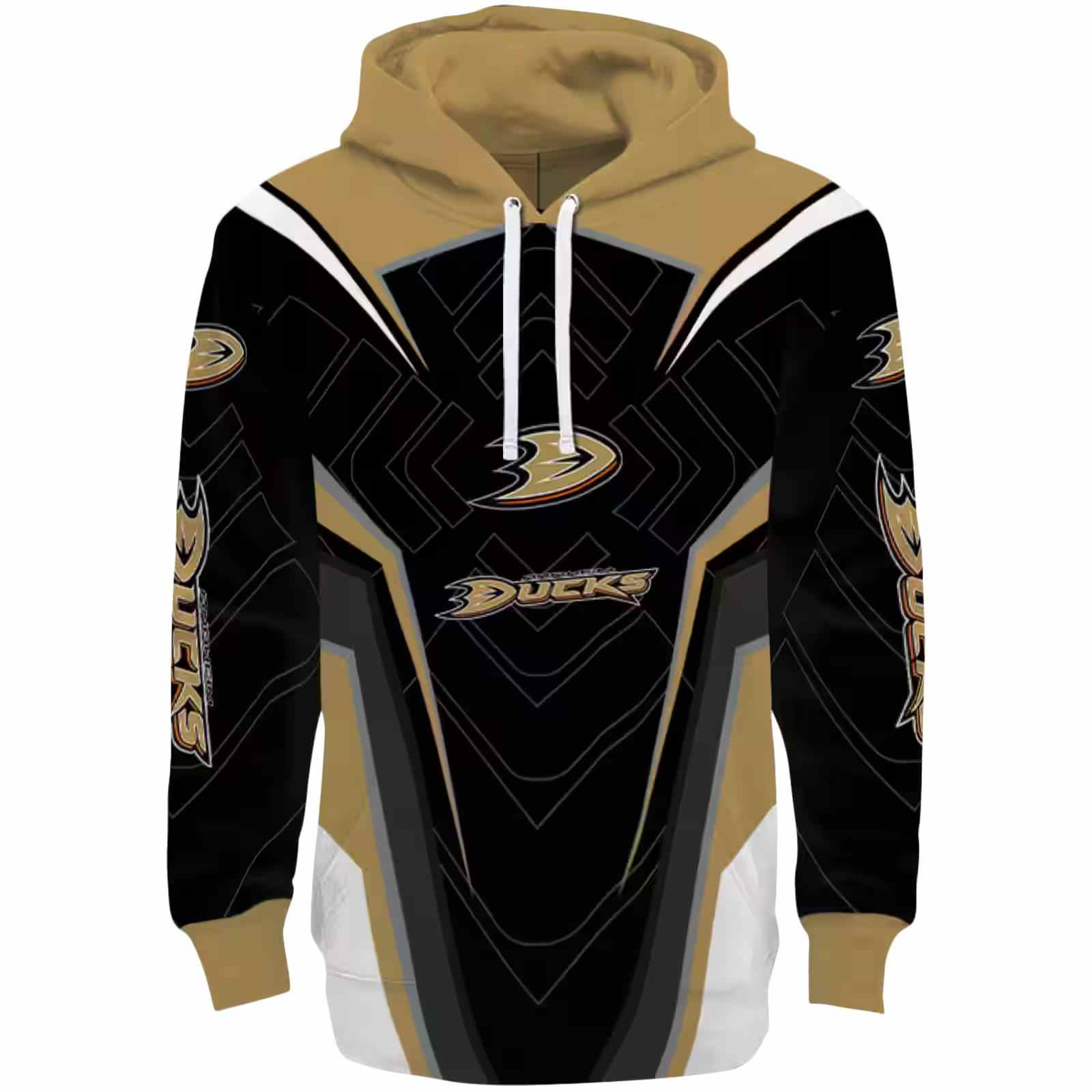 Anaheim Ducks Futuristic Pattern Gold Black Hoodie