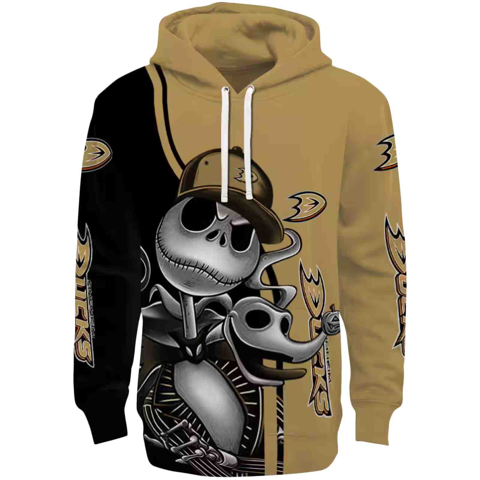 Anaheim Ducks Jack Skellington Gold Hoodie