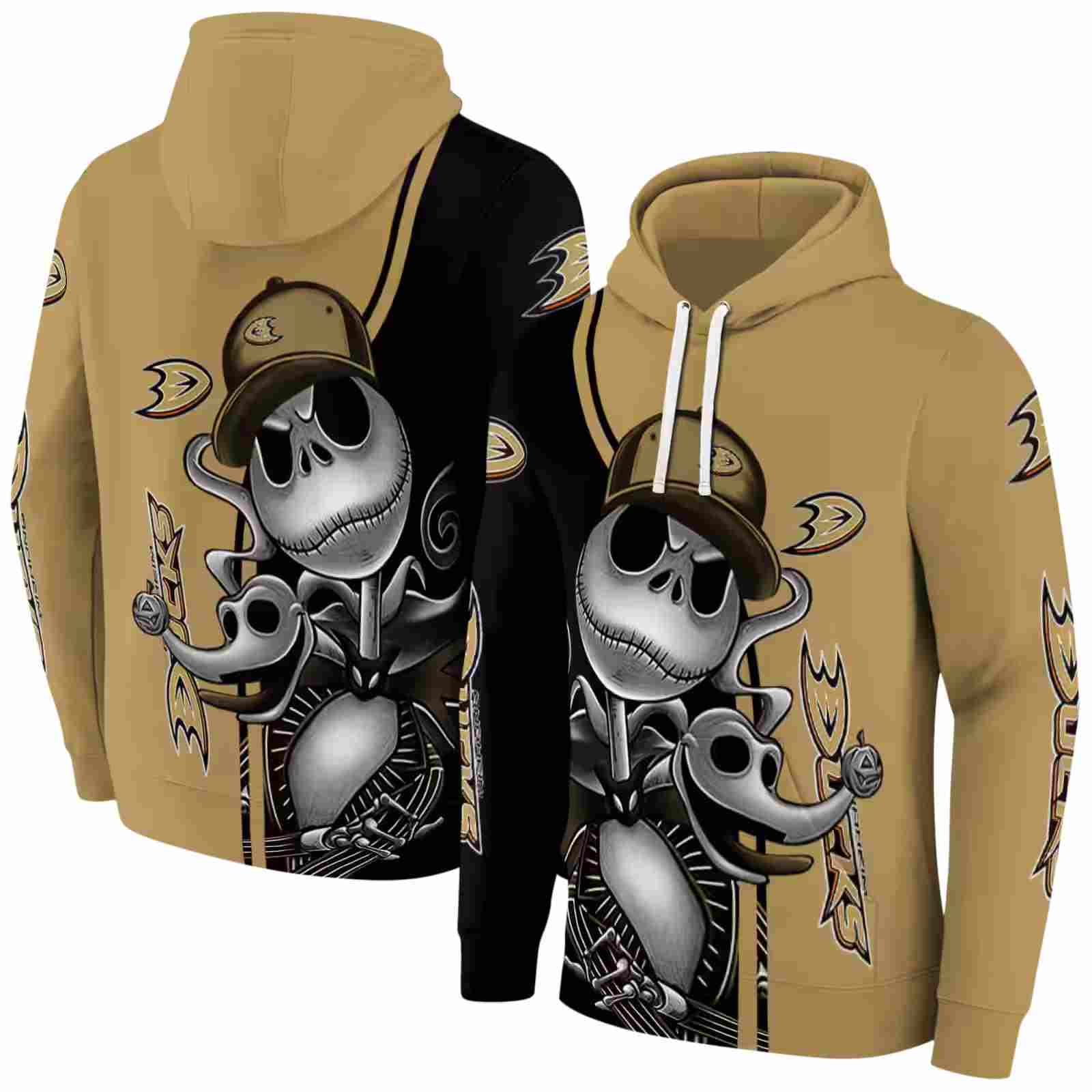 anaheim ducks jack skellington gold hoodie fashion forward