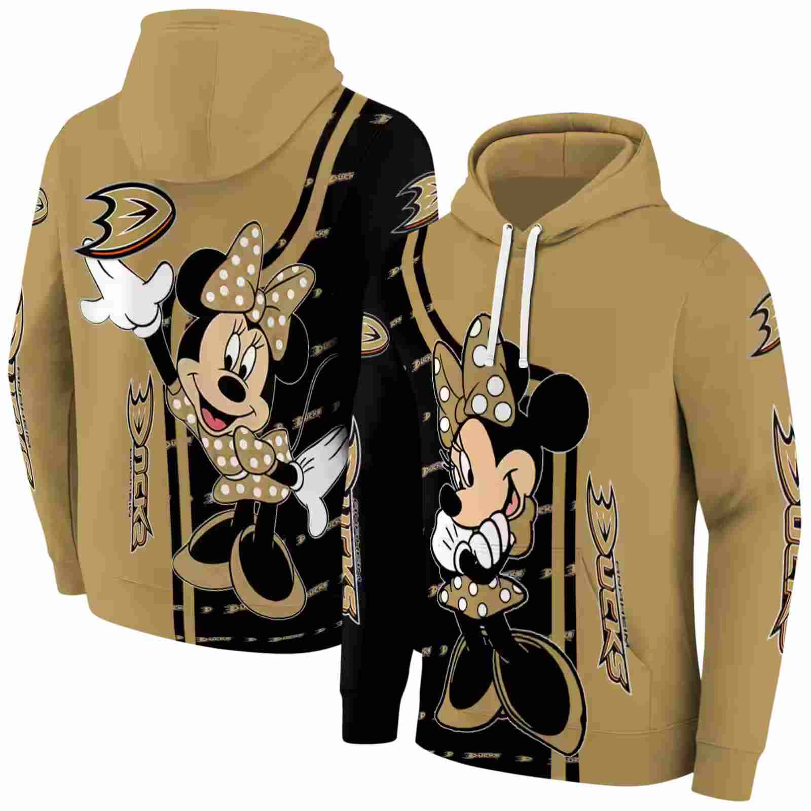 anaheim ducks minnie mouse gold hoodie fashion forward