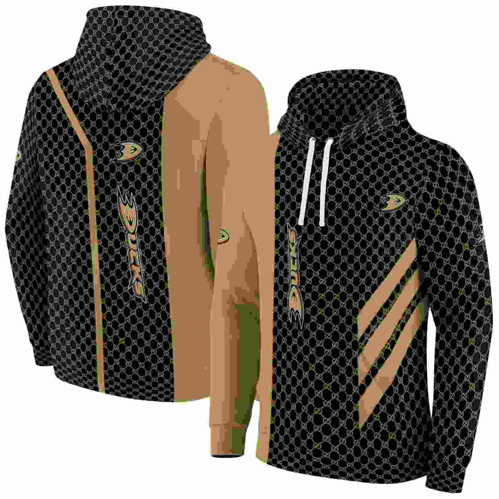 anaheim ducks monogram pattern gold hoodie fashion forward