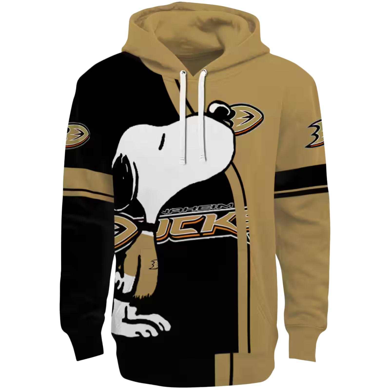 Anaheim Ducks Playful Snoopy Gold Hoodie