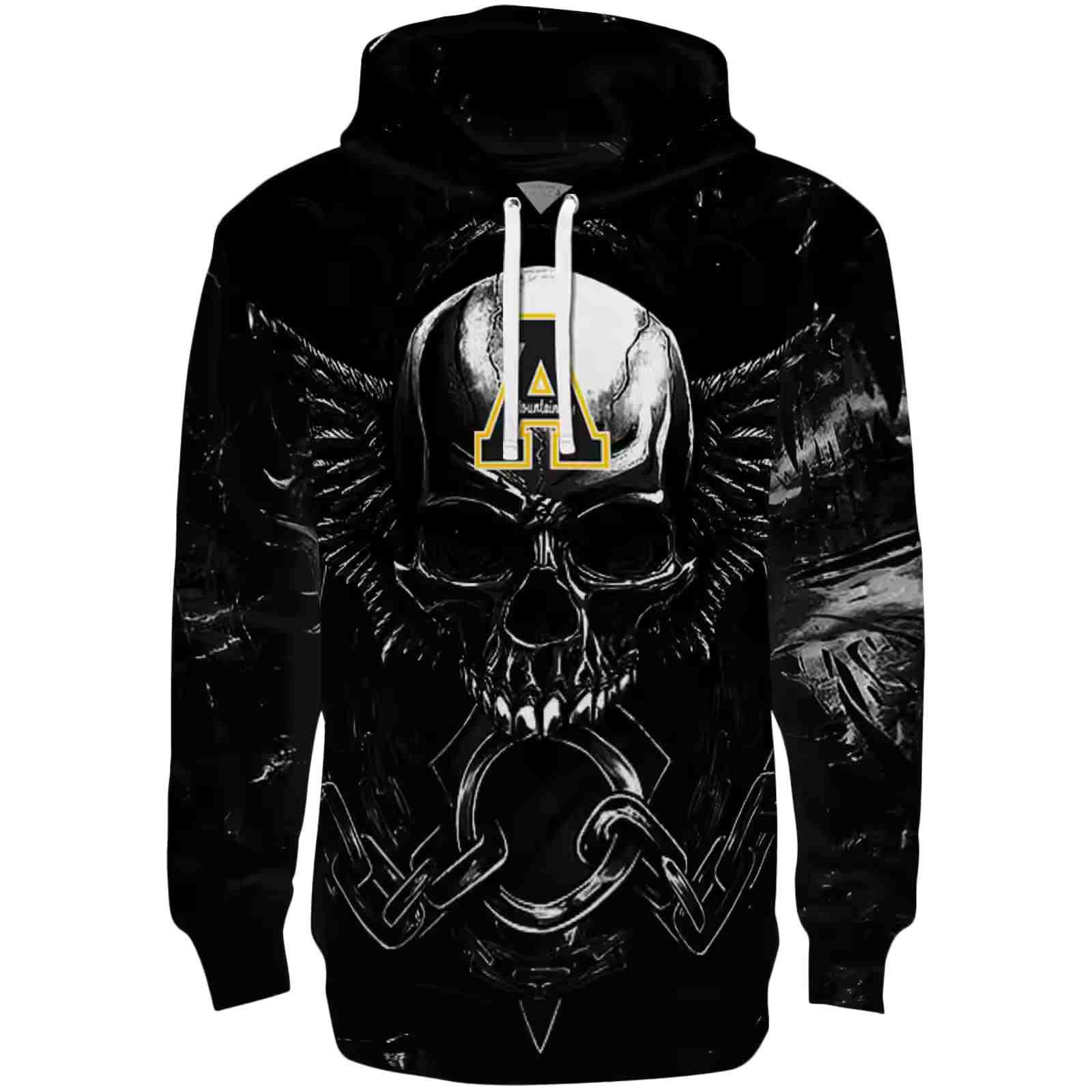 Appalachian State Mountaineers Skull Artwork Black Hoodie