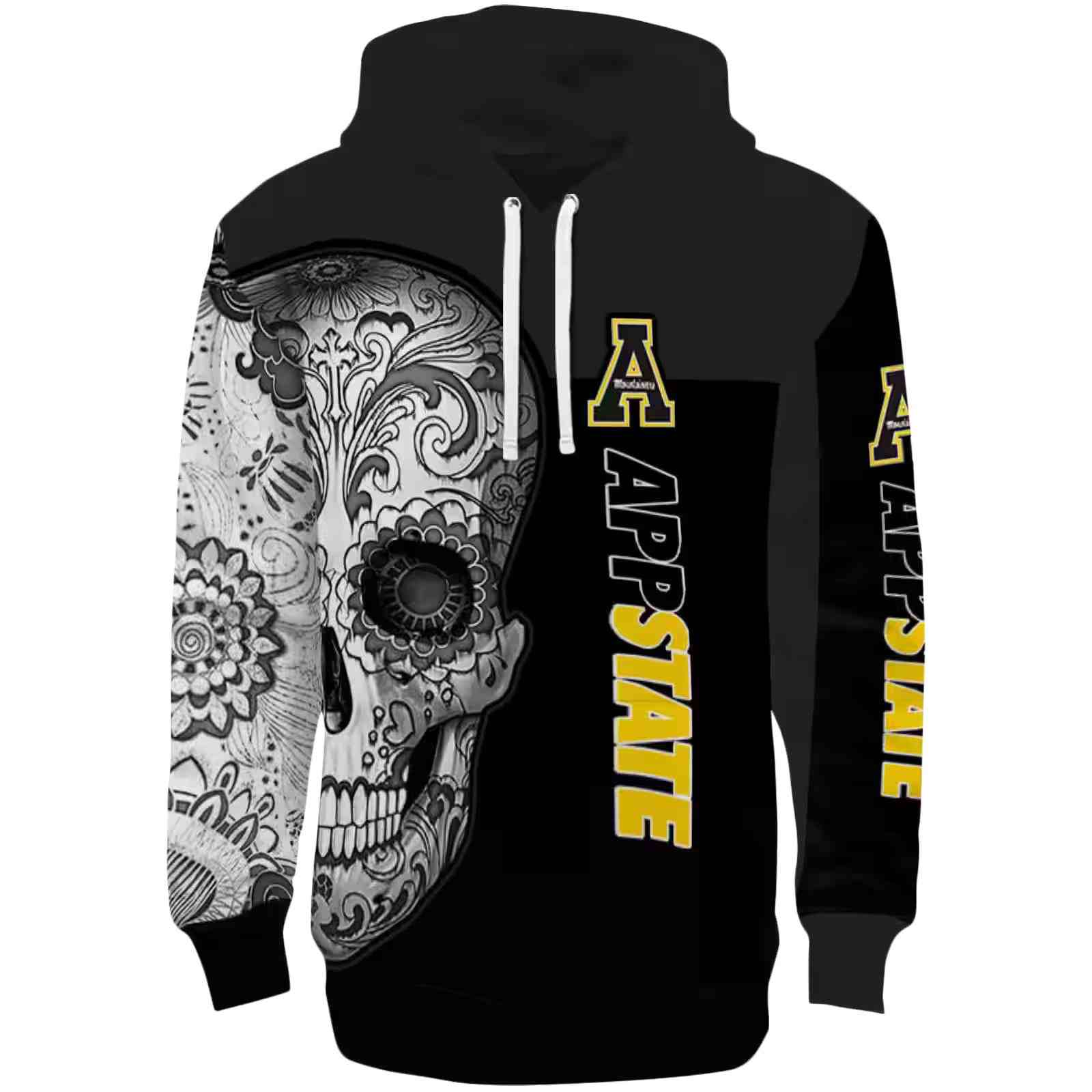 Appalachian State Mountaineers Sugar Skull Black Hoodie