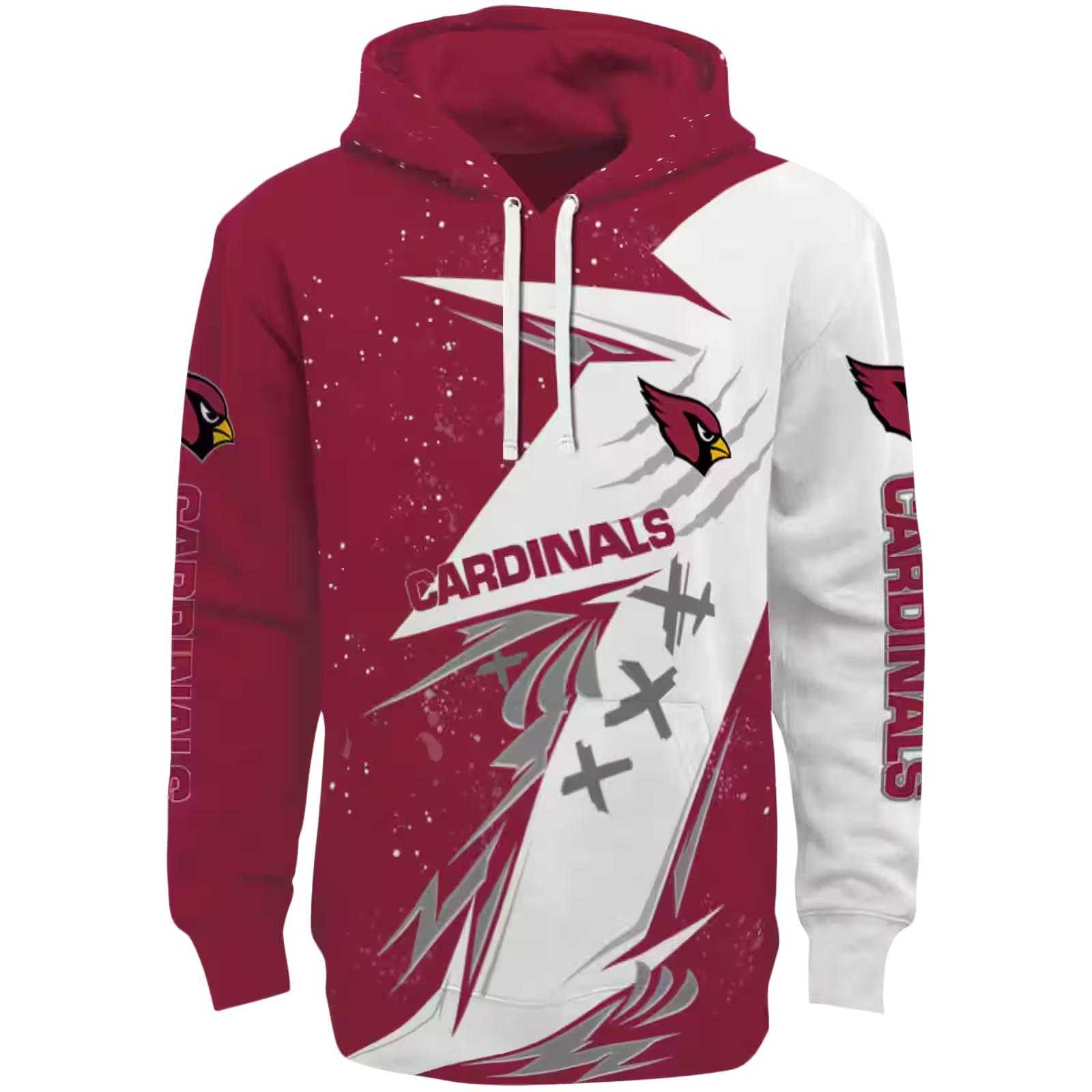 Arizona Cardinals Dynamic Slash Red White Hoodie