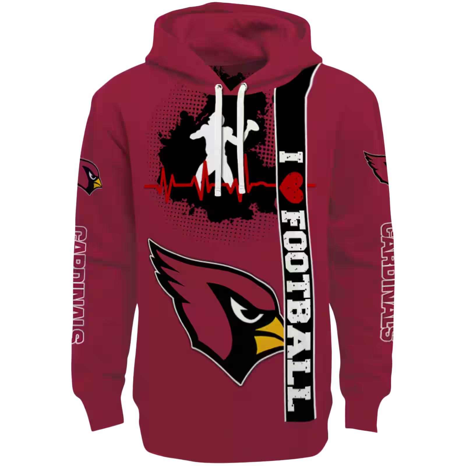 Arizona Cardinals Football Heartbeat Red Hoodie