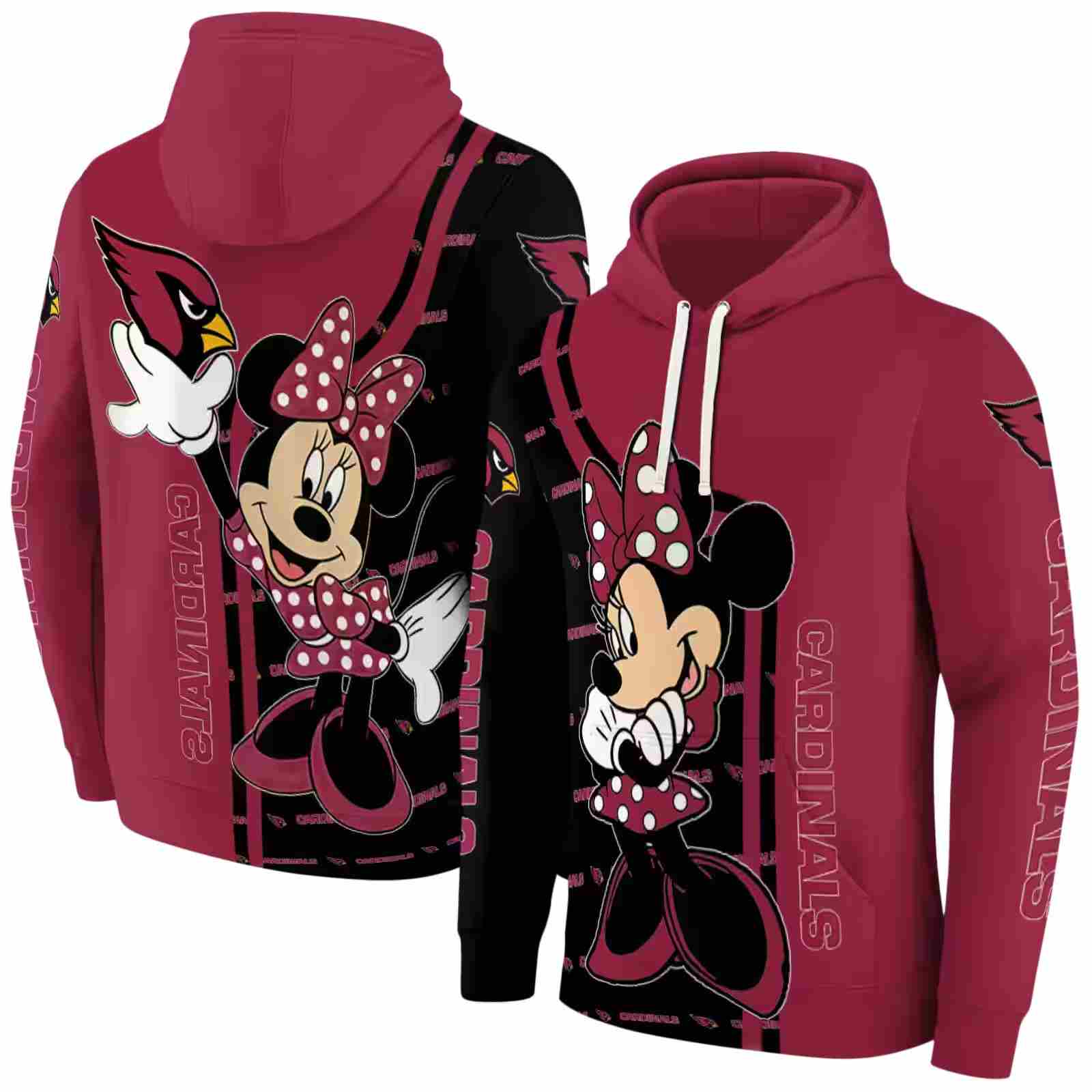 arizona cardinals minnie mouse red hoodie fashion forward