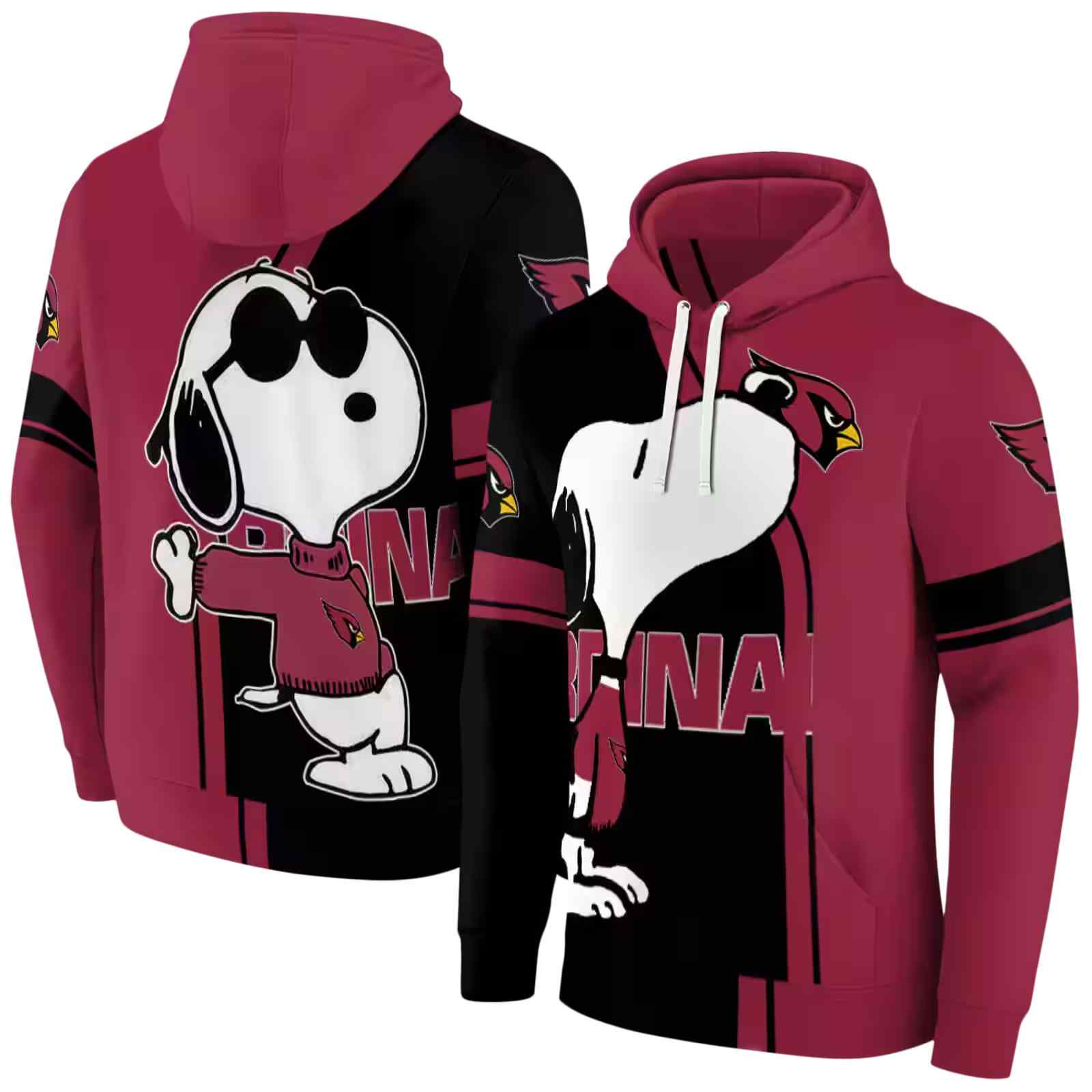 arizona cardinals playful snoopy red hoodie fashion forward