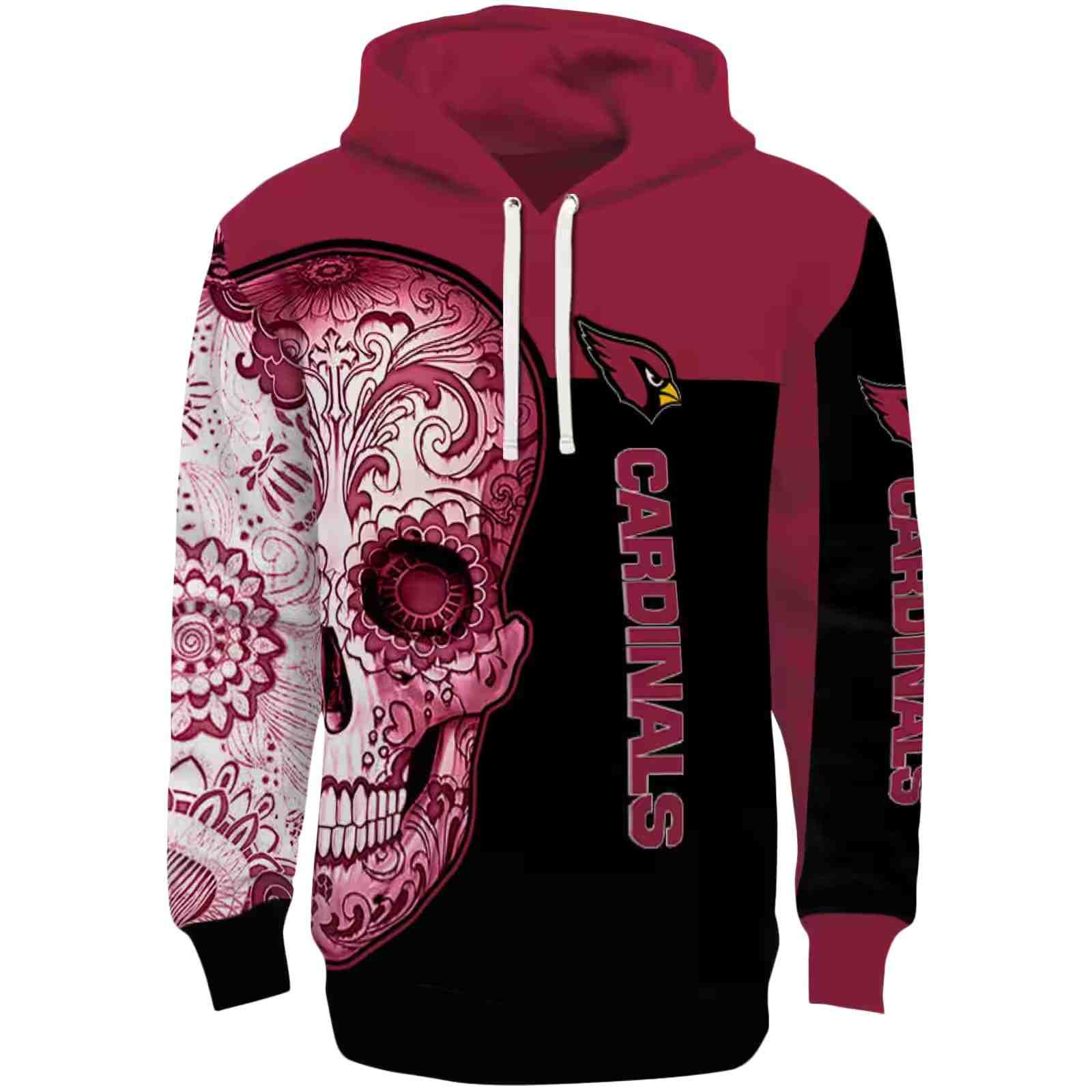 Arizona Cardinals Sugar Skull Red Black Hoodie