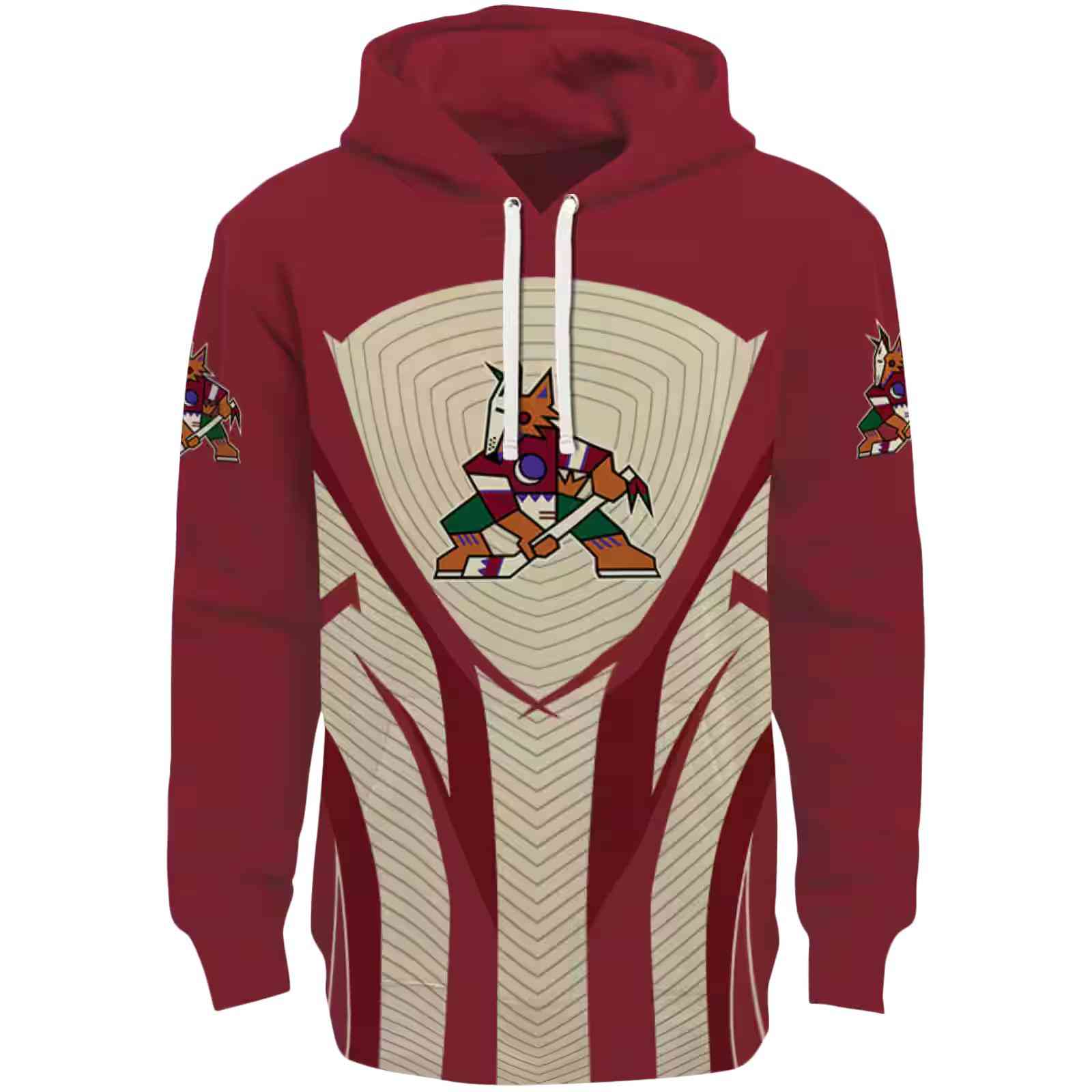 Arizona Coyotes Concentric Lines Red Black Hoodie