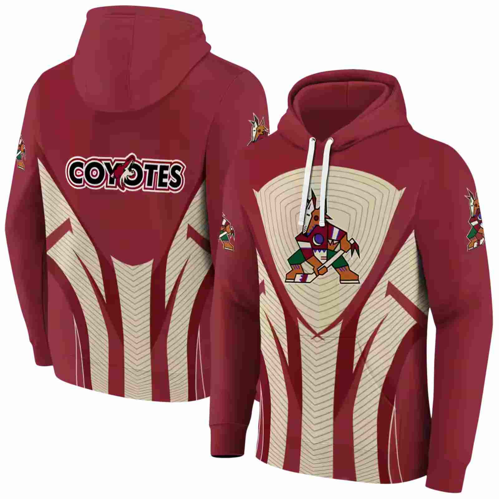 arizona coyotes concentric lines red black hoodie fashion forward