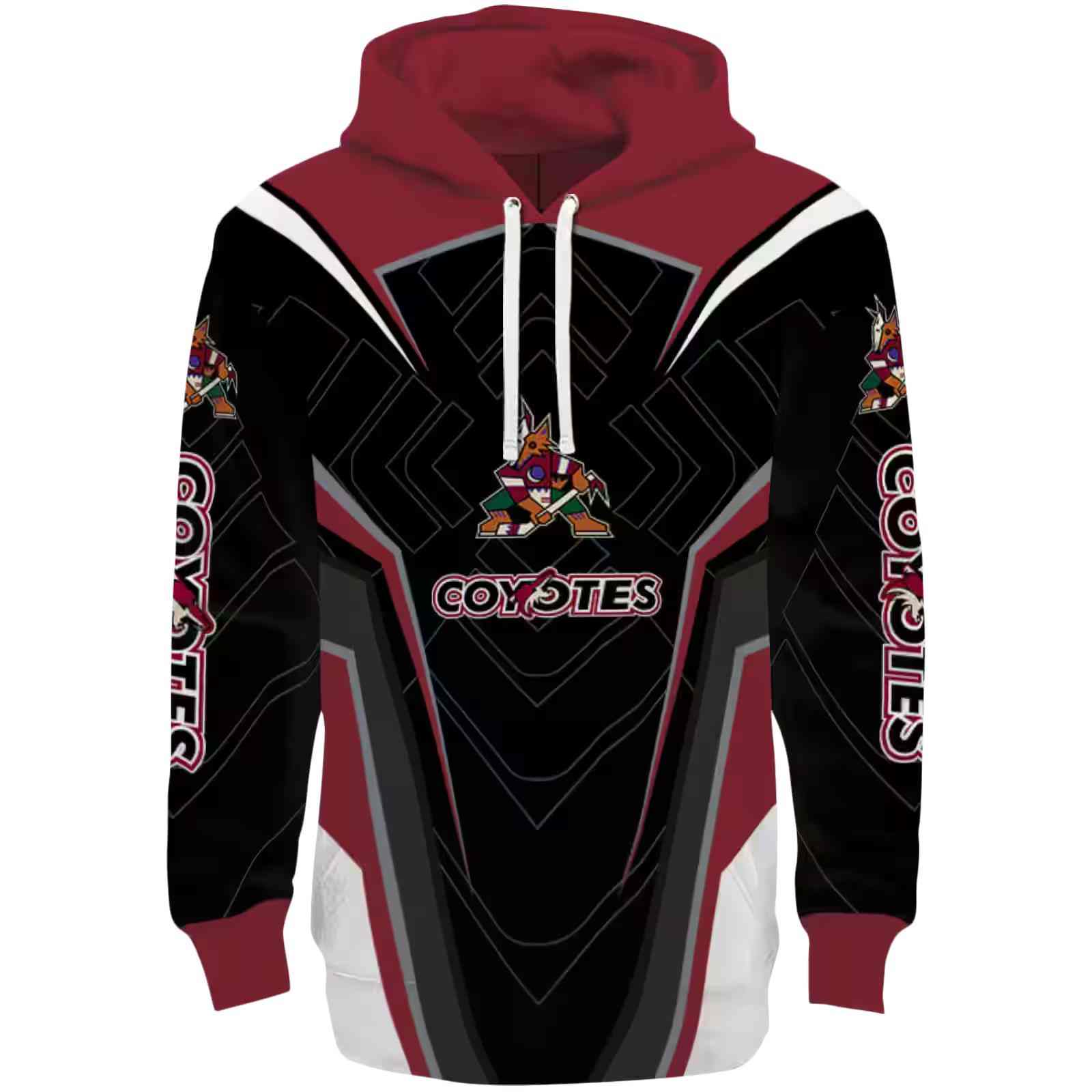 Arizona Coyotes Futuristic Pattern Red Black Hoodie