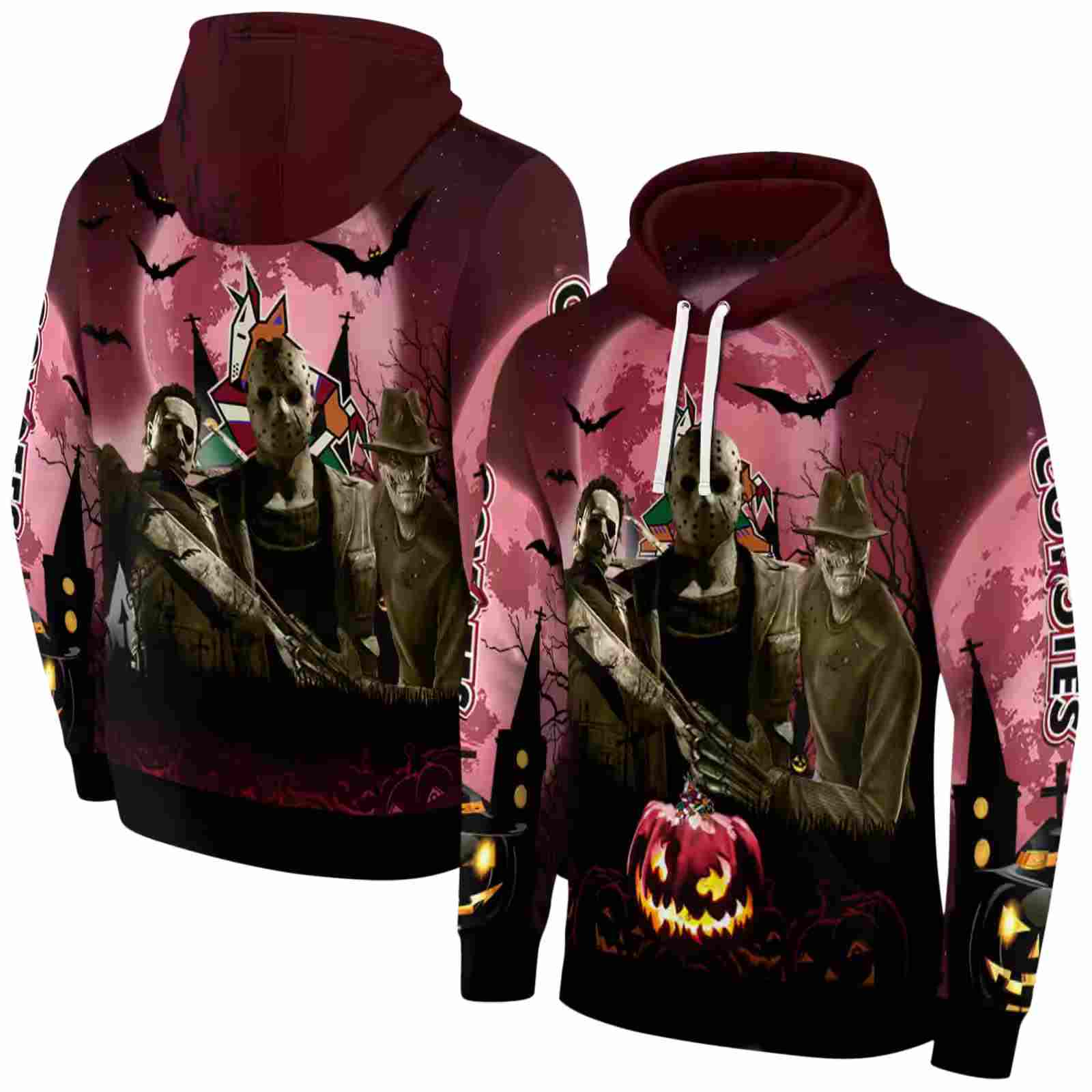 arizona coyotes halloween vibes red black hoodie fashion forward