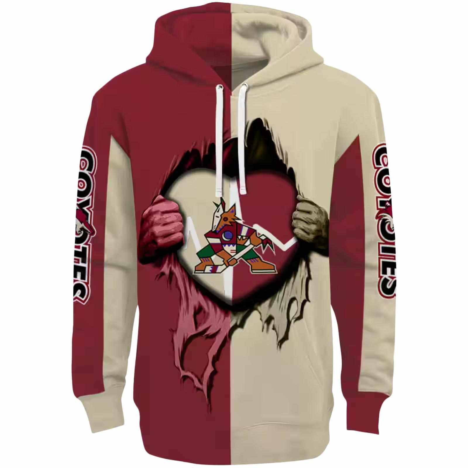 Arizona Coyotes Heartbeat Graphic Red Hoodie