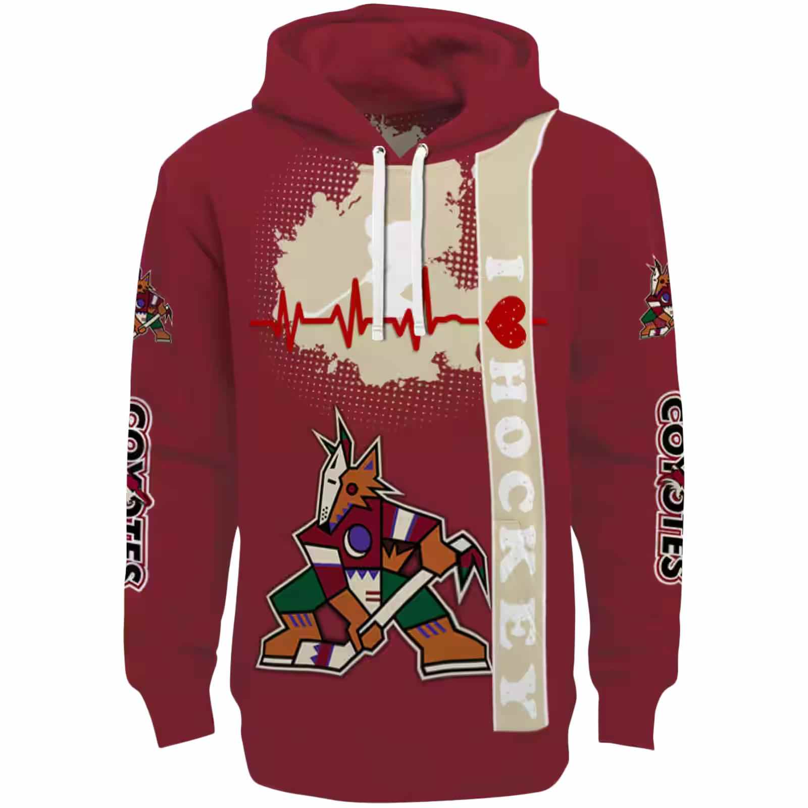 Arizona Coyotes Hockey Heartbeat Red Hoodie