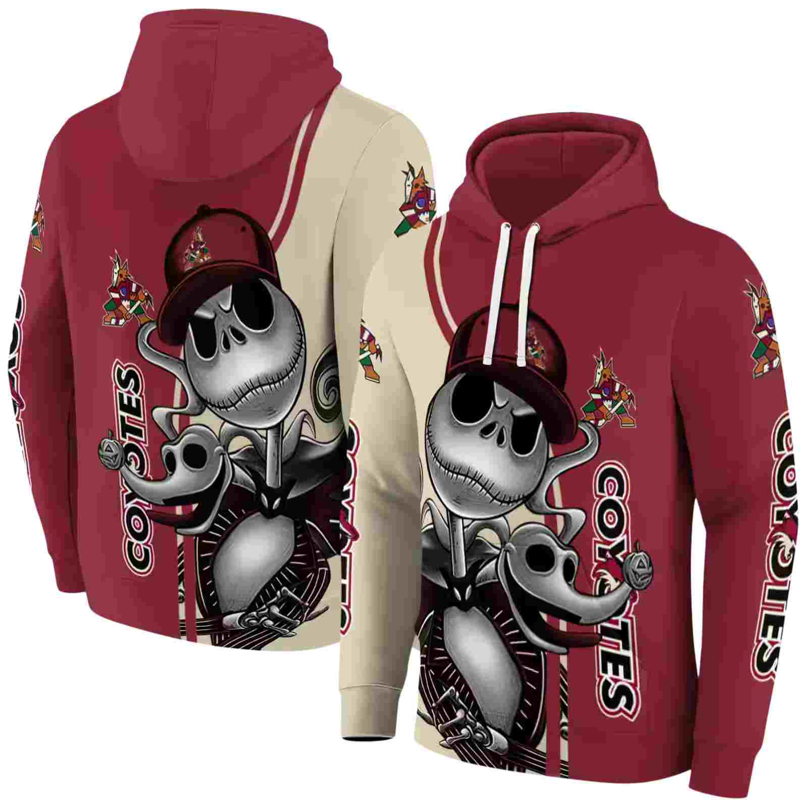 arizona coyotes jack skellington red hoodie fashion forward