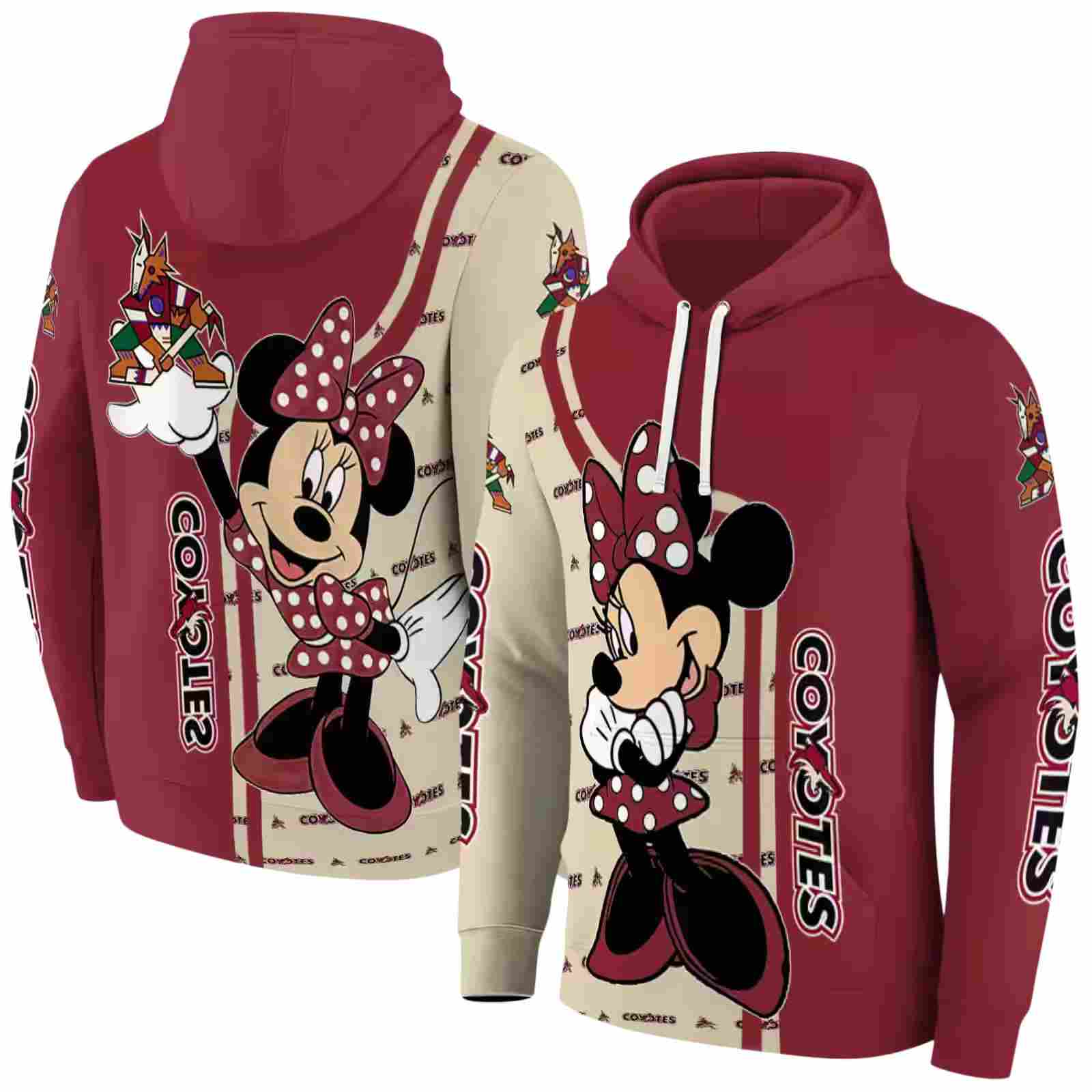 arizona coyotes minnie mouse red hoodie fashion forward