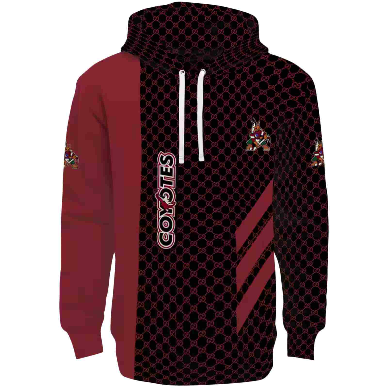 Arizona Coyotes Monogram Pattern Red Hoodie