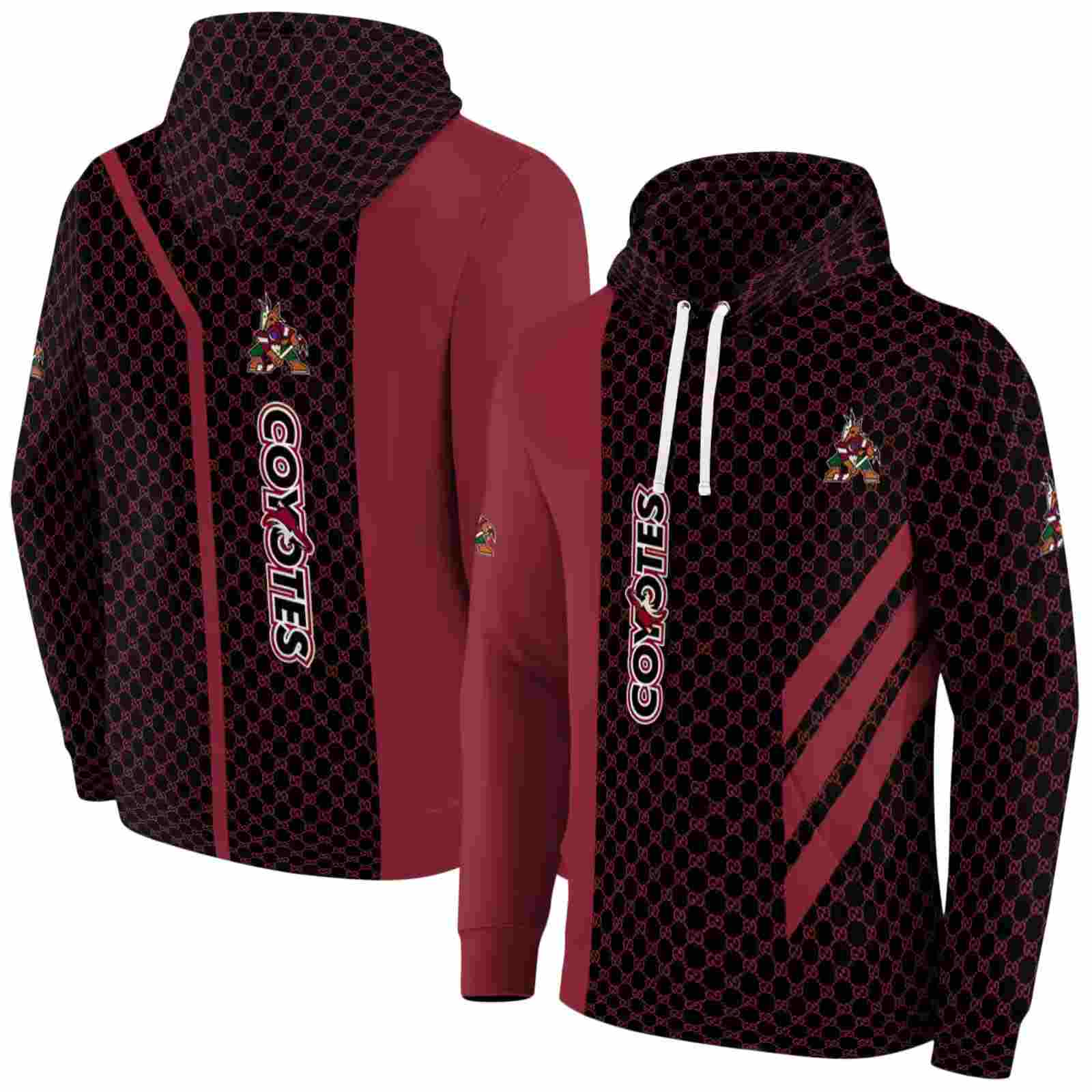 arizona coyotes monogram pattern red hoodie fashion forward